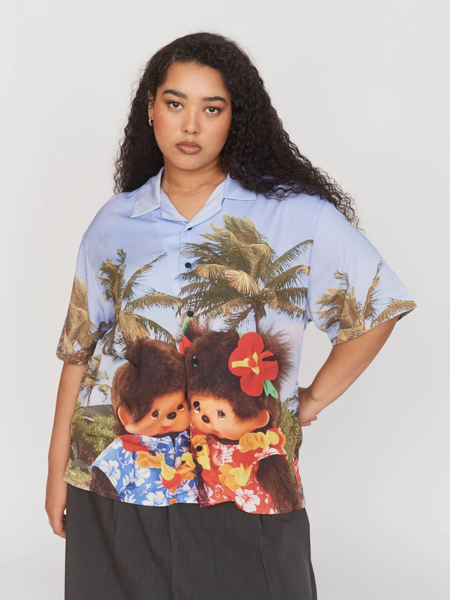 Monchhichi x Lazy Oaf Holiday Bowling Shirt - Image 3