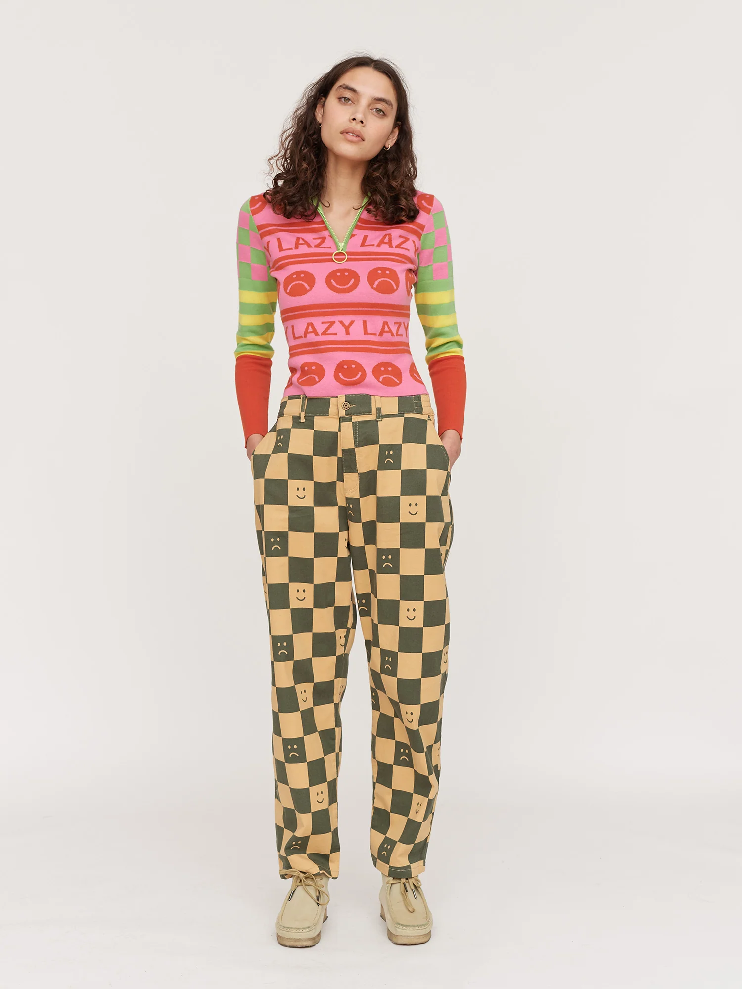 Mustard Checkerboard Tokyo Pants - Image 9
