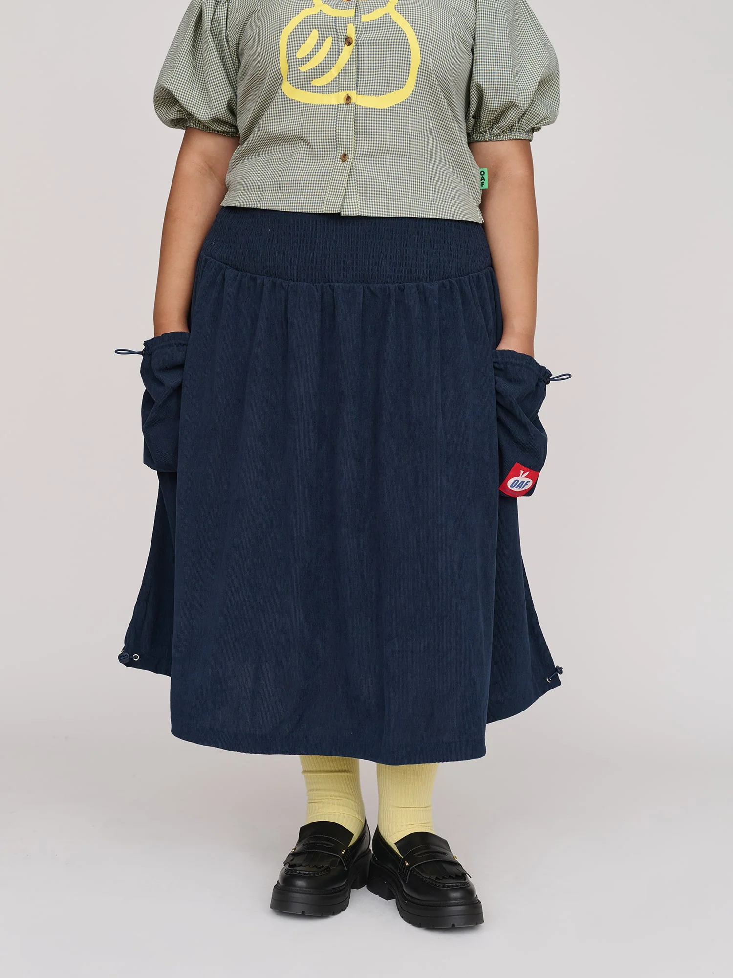 Navy Corduroy Bungee Skirt - Image 5