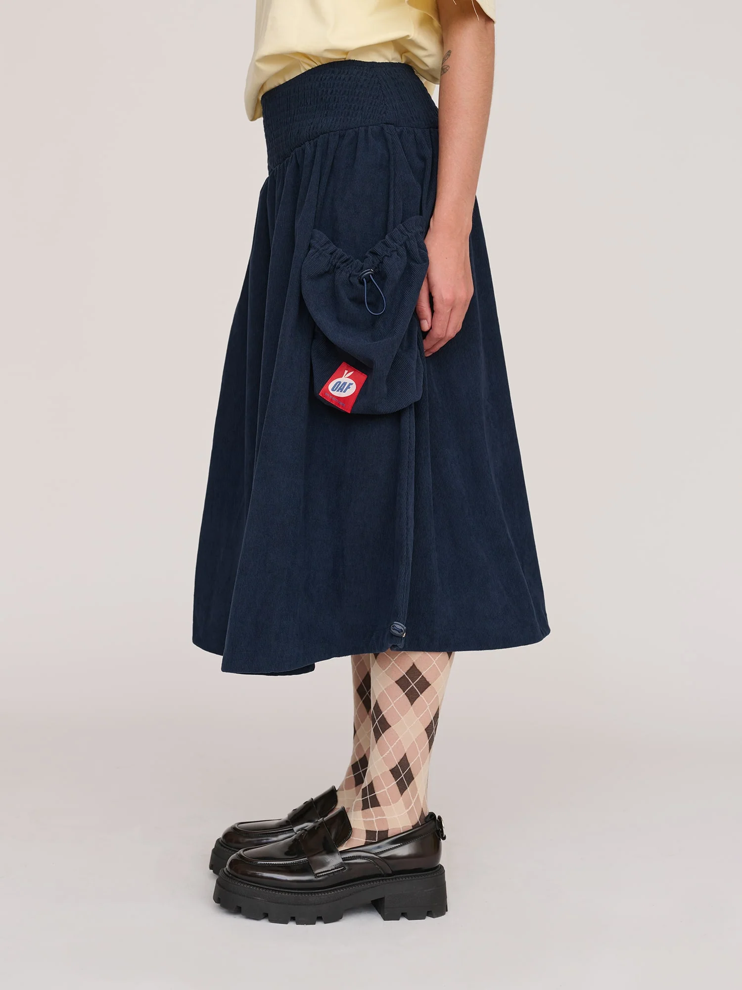 Navy Corduroy Bungee Skirt - Image 6