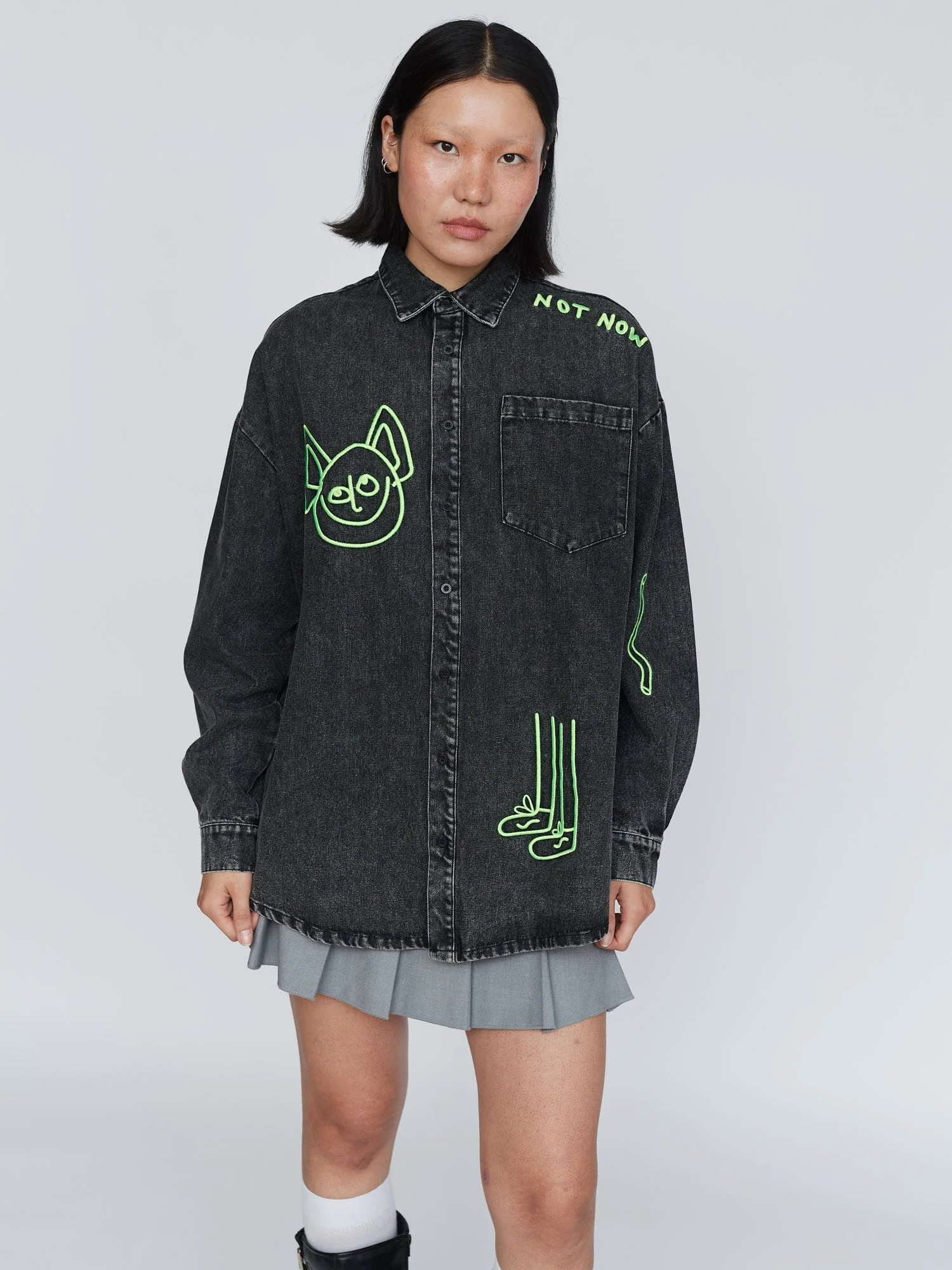 Not Now Oversized Denim Shirt - Image 2