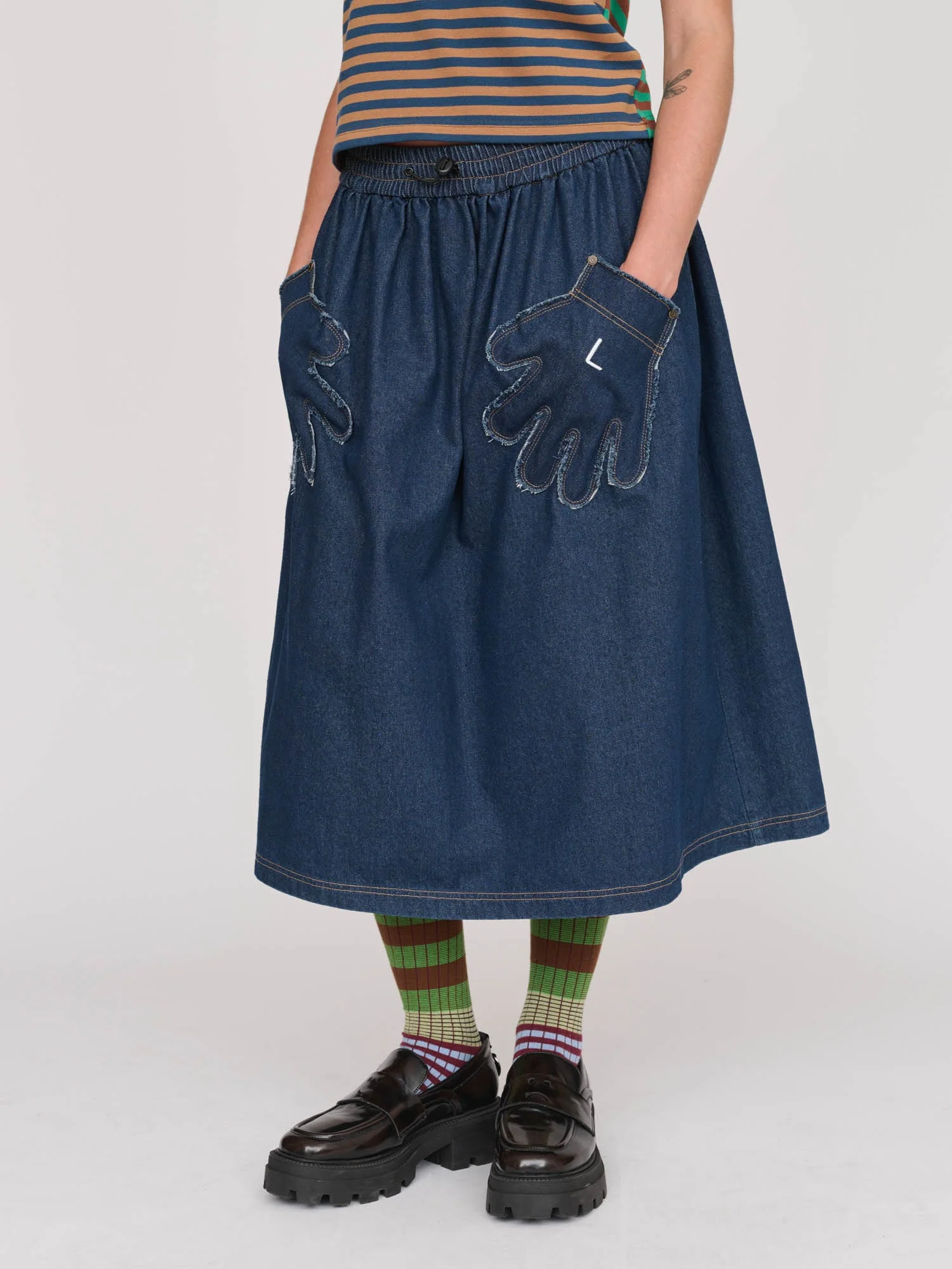 Out Of Hand Denim Midi Skirt