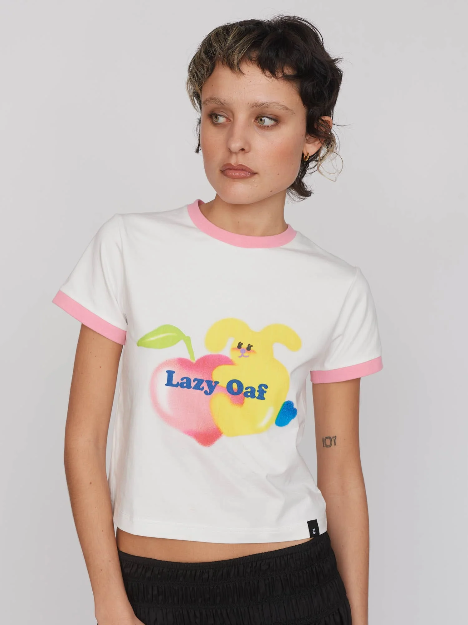 Peach Rabbit Fitted Tee - Image 2