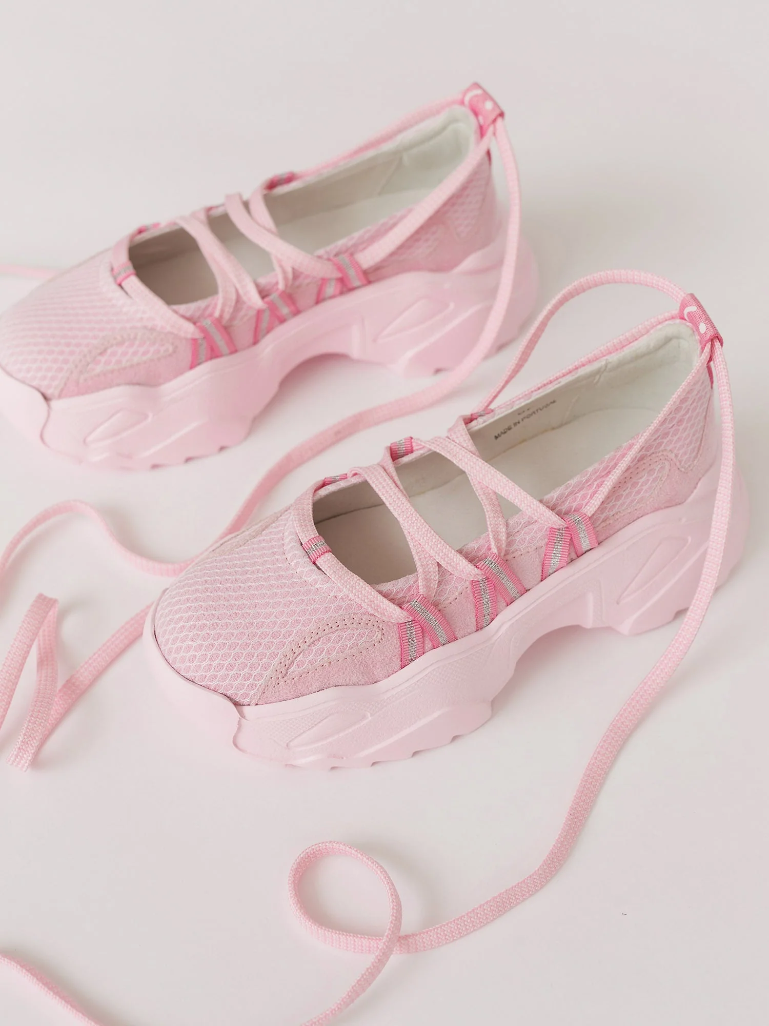 Pink Lace Up Ballet Sneaker - Image 2