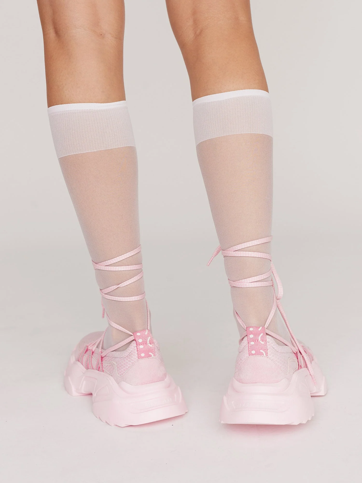 Pink Lace Up Ballet Sneaker - Image 5