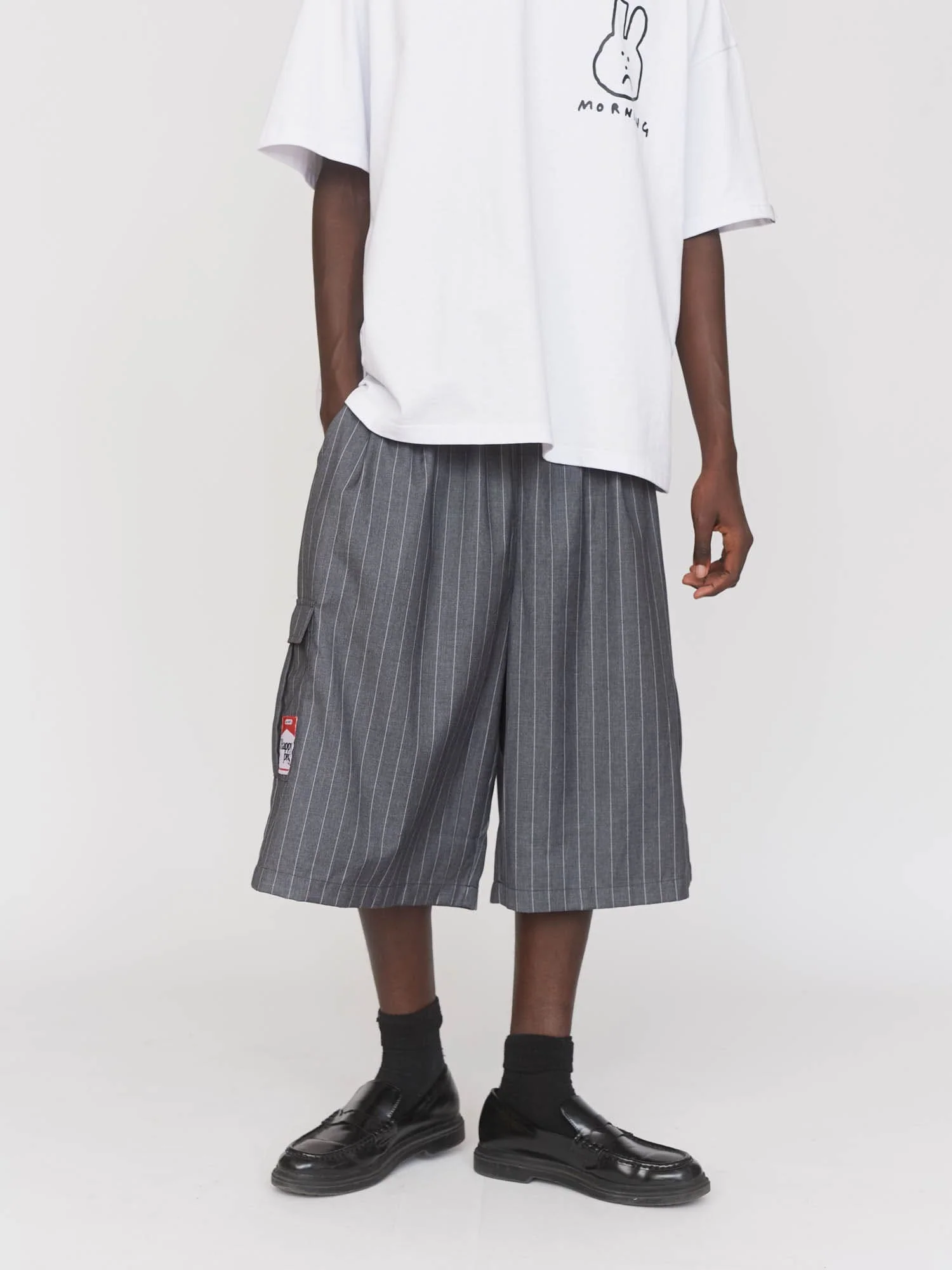 Pinstripe Happy Sad Shorts - Image 2