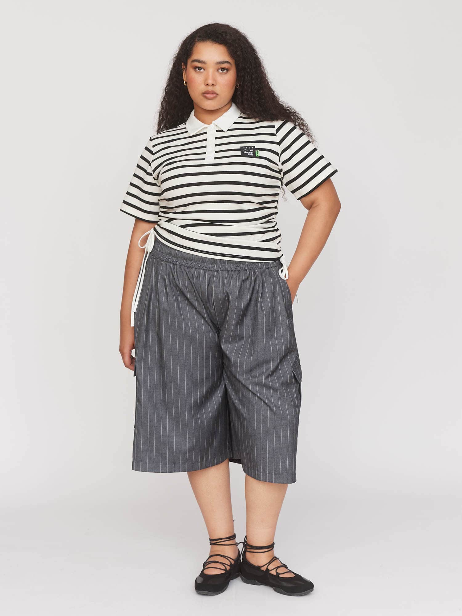 Pinstripe Happy Sad Shorts - Image 3