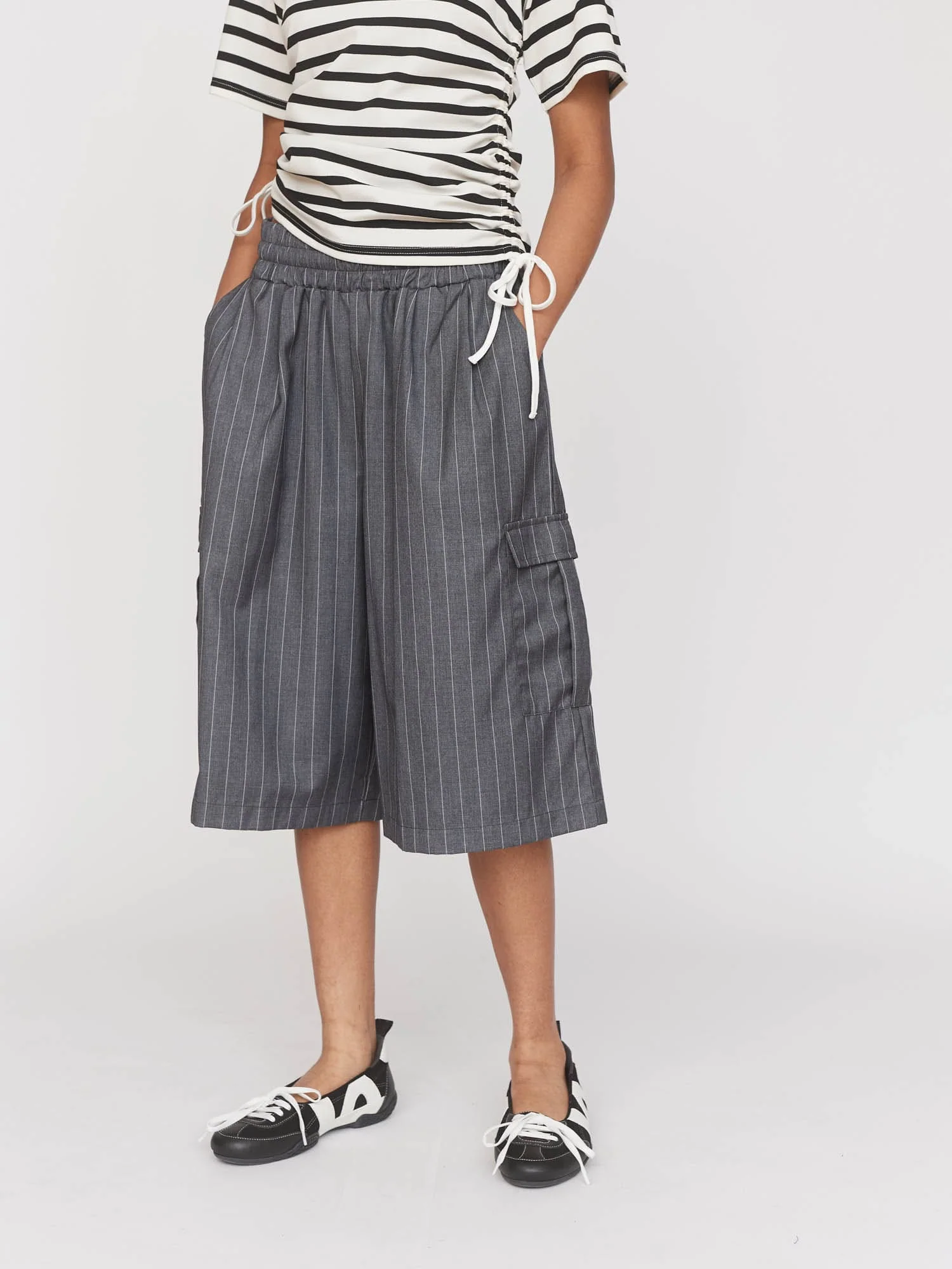Pinstripe Happy Sad Shorts - Image 4