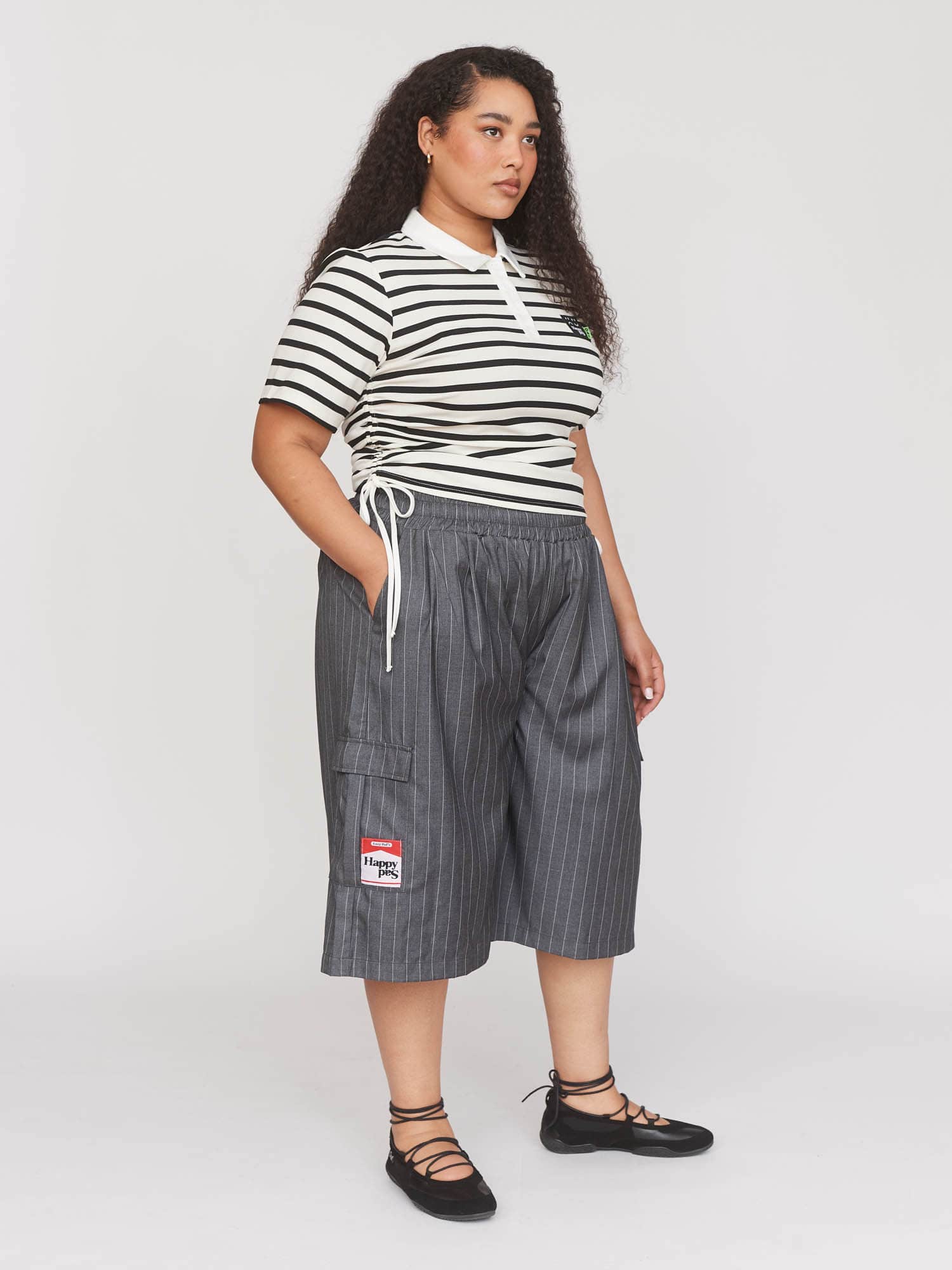 Pinstripe Happy Sad Shorts - Image 6