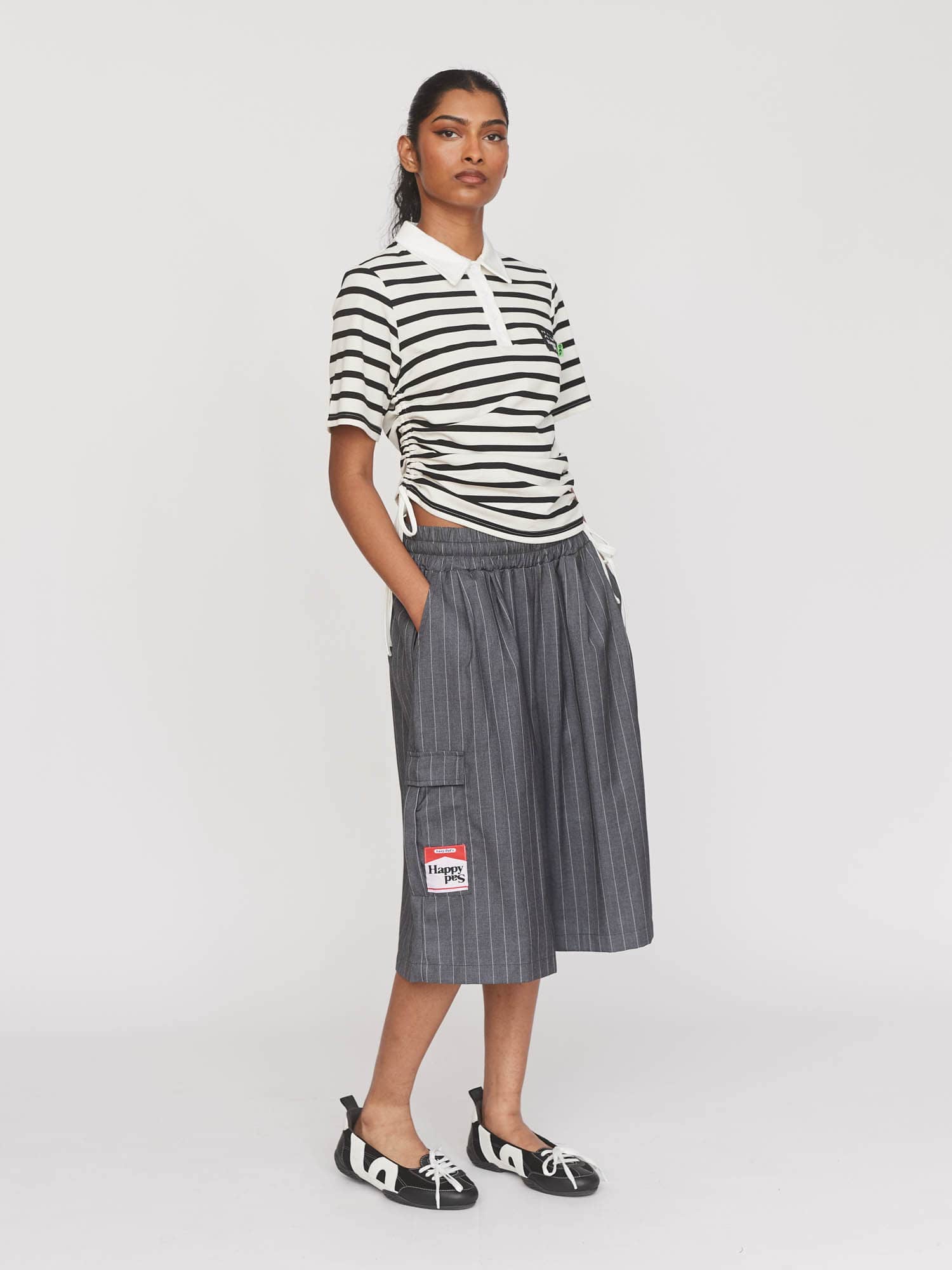 Pinstripe Happy Sad Shorts - Image 8