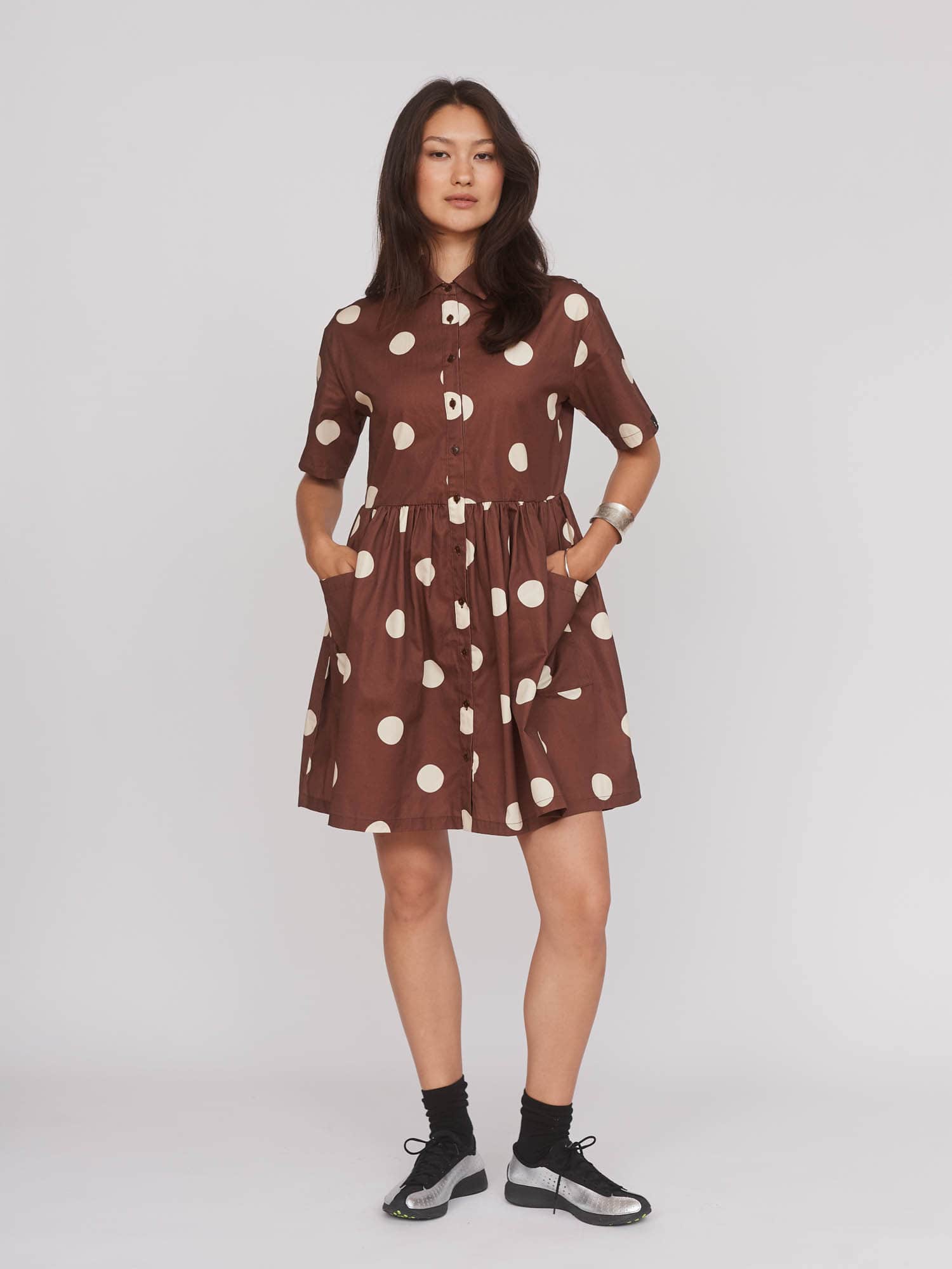 Polka Dot Mini Shirt Dress