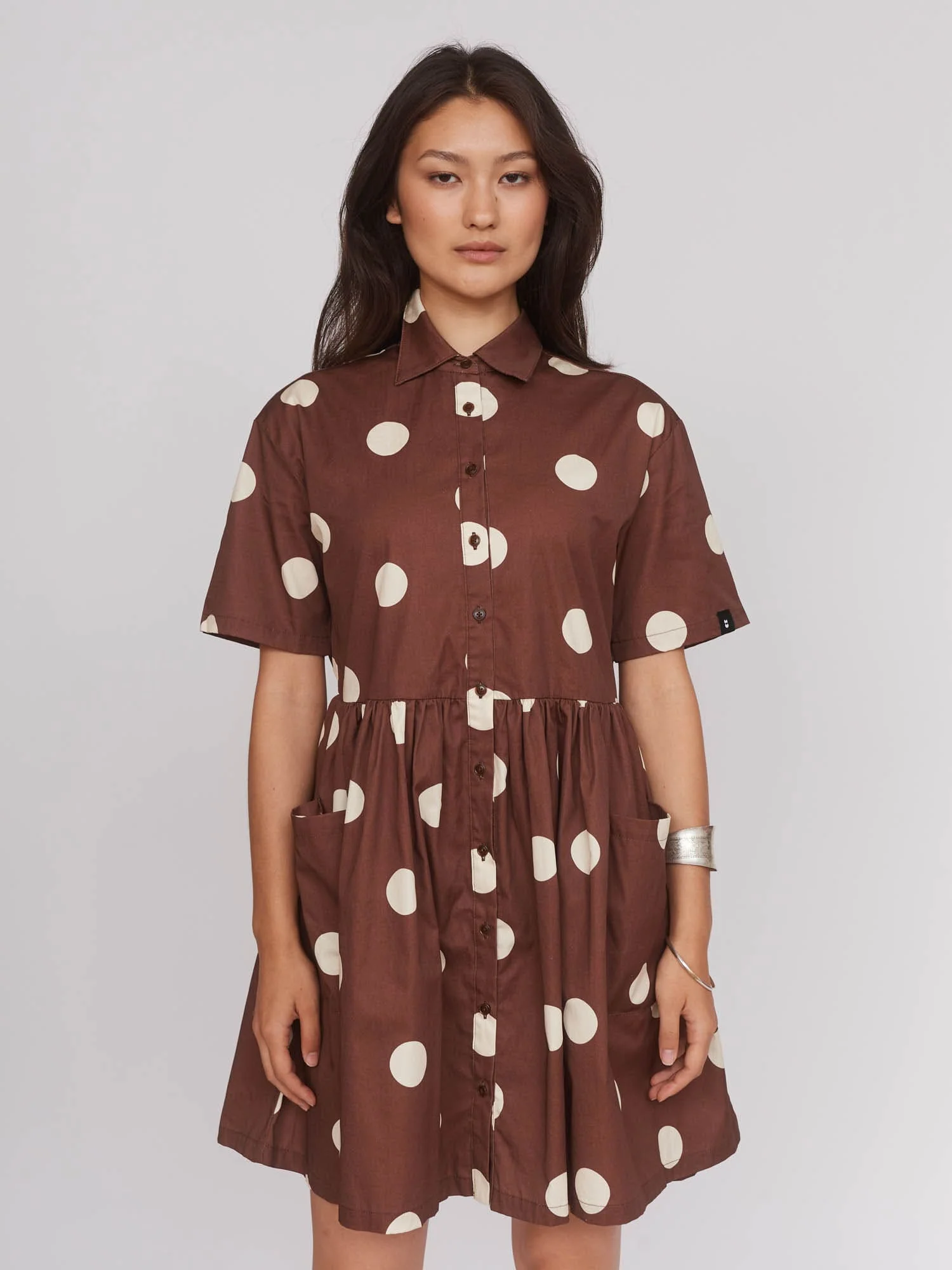 Polka Dot Mini Shirt Dress - Image 3