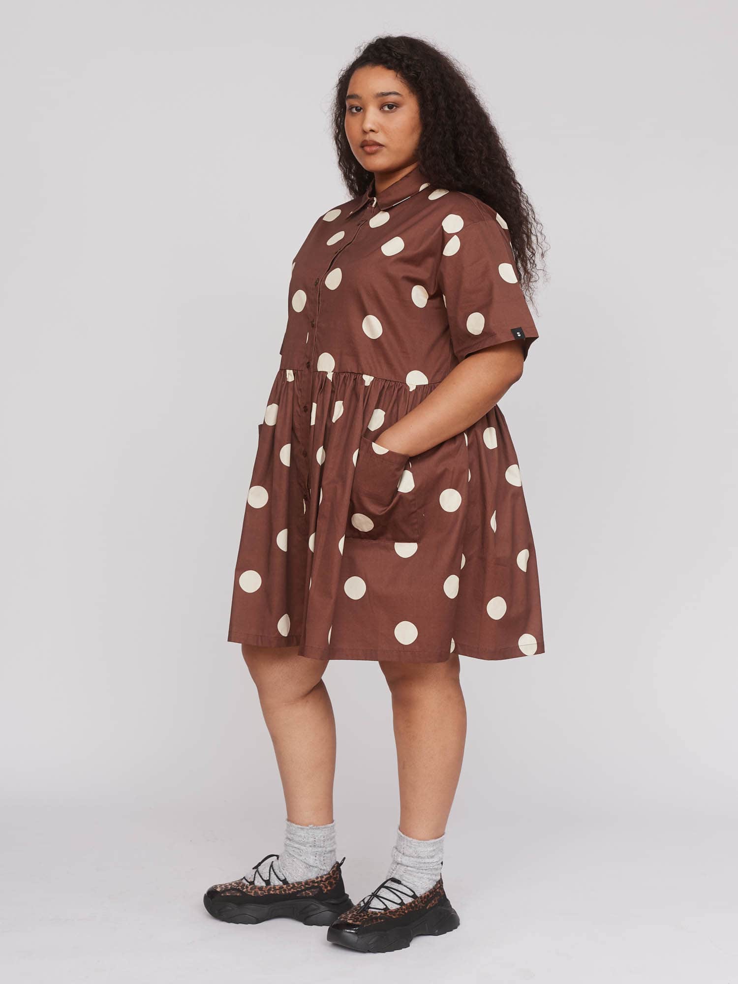 Polka Dot Mini Shirt Dress - Image 5