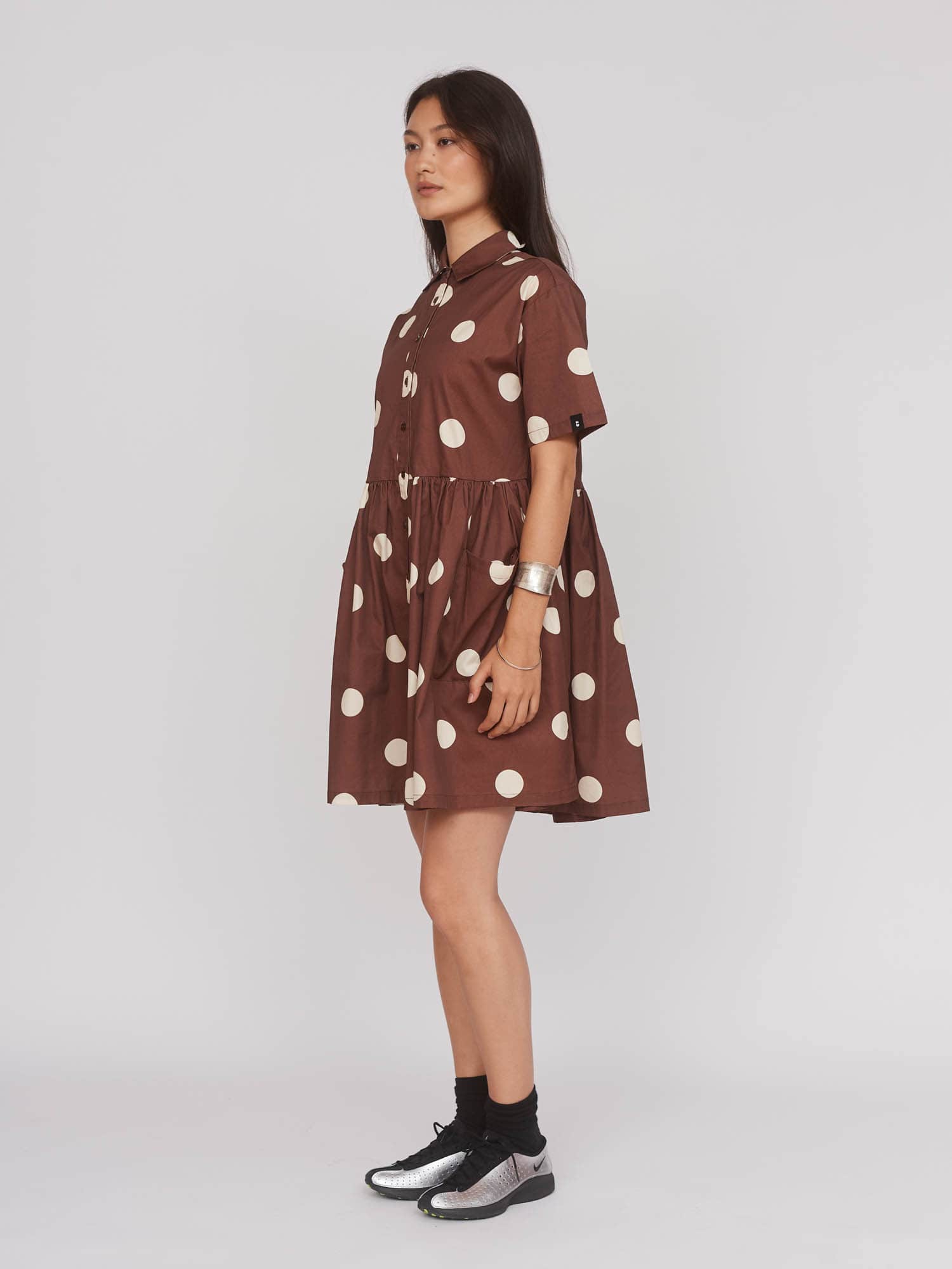 Polka Dot Mini Shirt Dress - Image 6