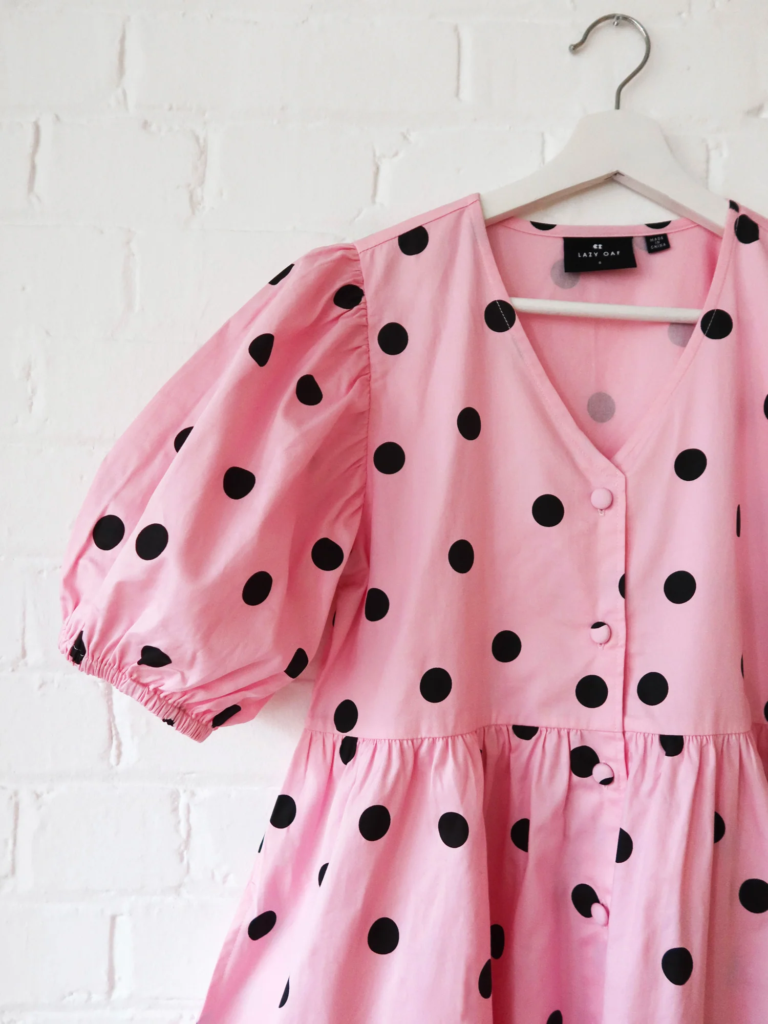 Lazy Oaf Polka Dot Puff Sleeve Dress - Image 2