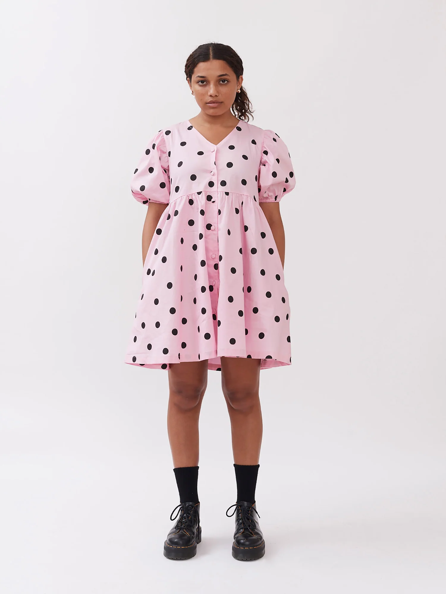 Lazy Oaf Polka Dot Puff Sleeve Dress - Image 3
