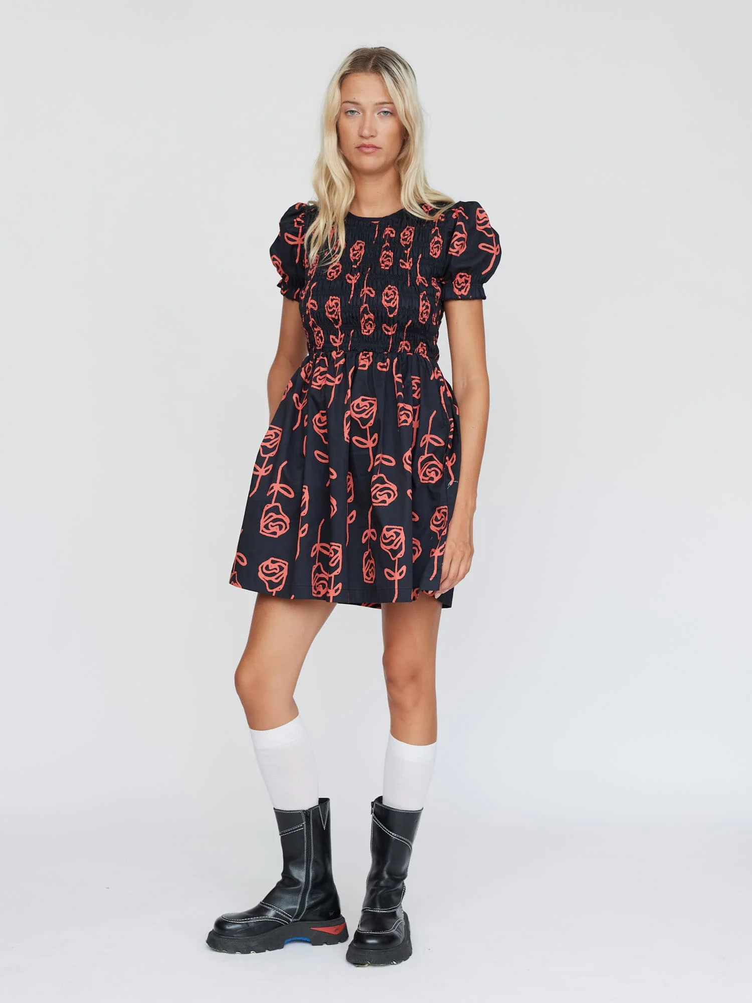 Roses Are Red Shirred Dress - Image 5