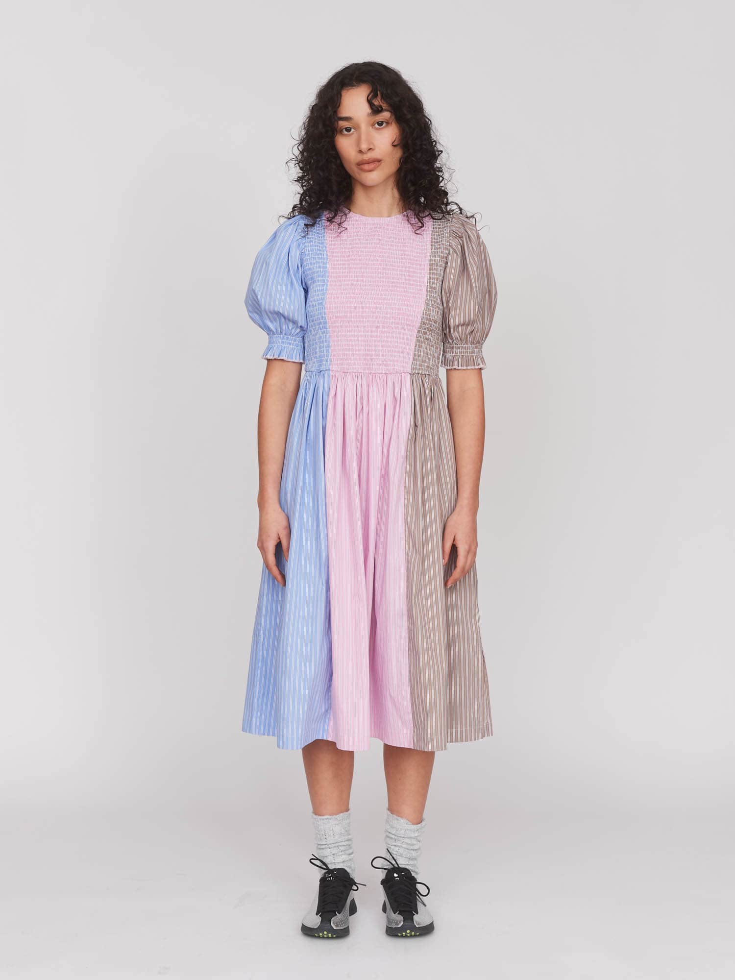 Seeing Stripes Shirred Dress
