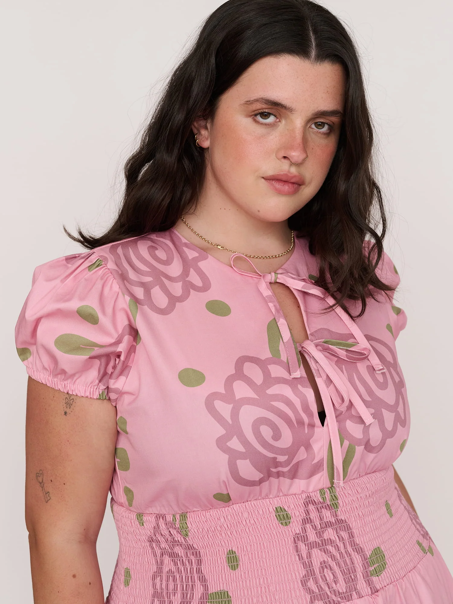 Shirred Floral Mini Dress - Image 6