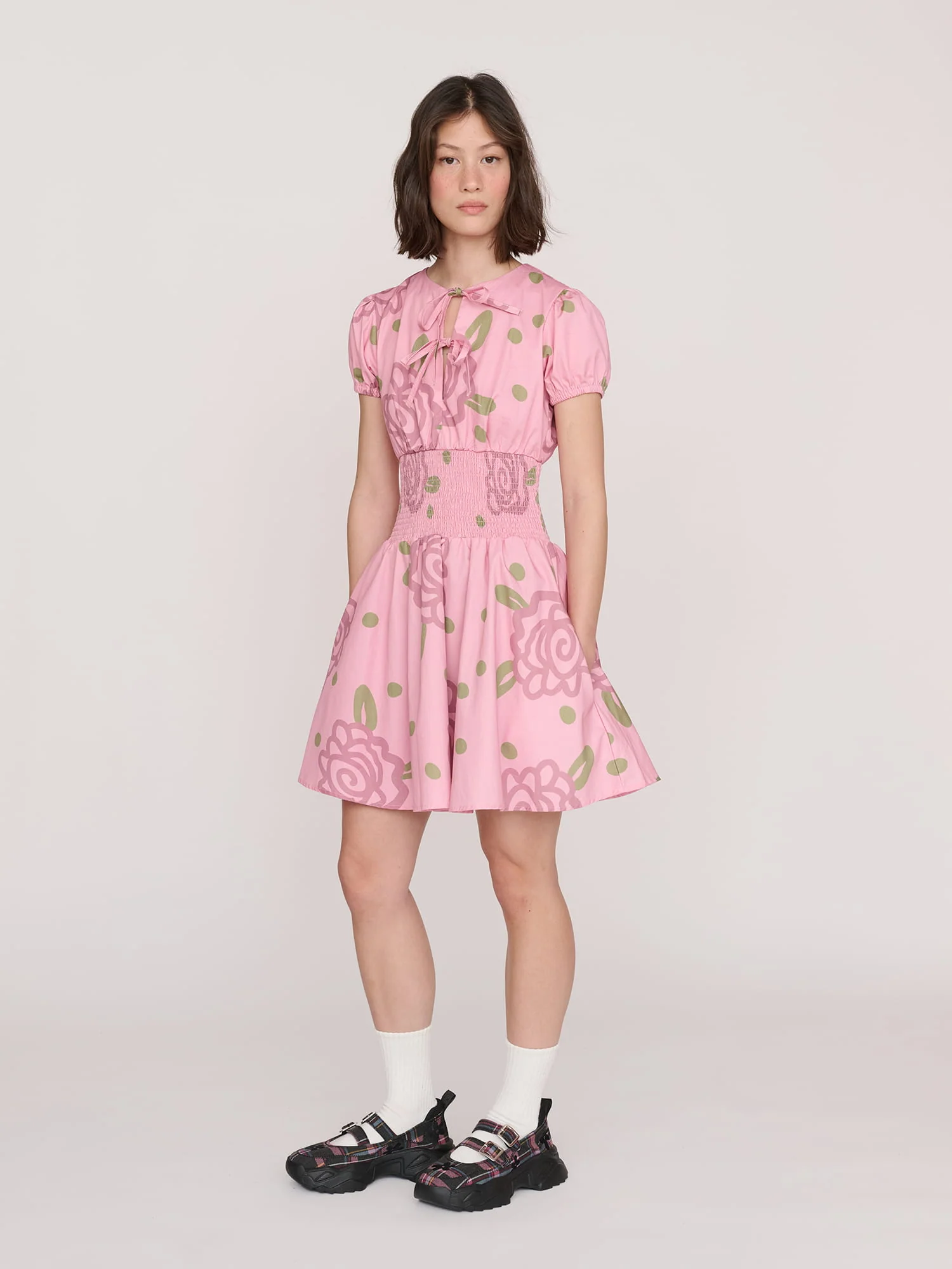 Shirred Floral Mini Dress - Image 7