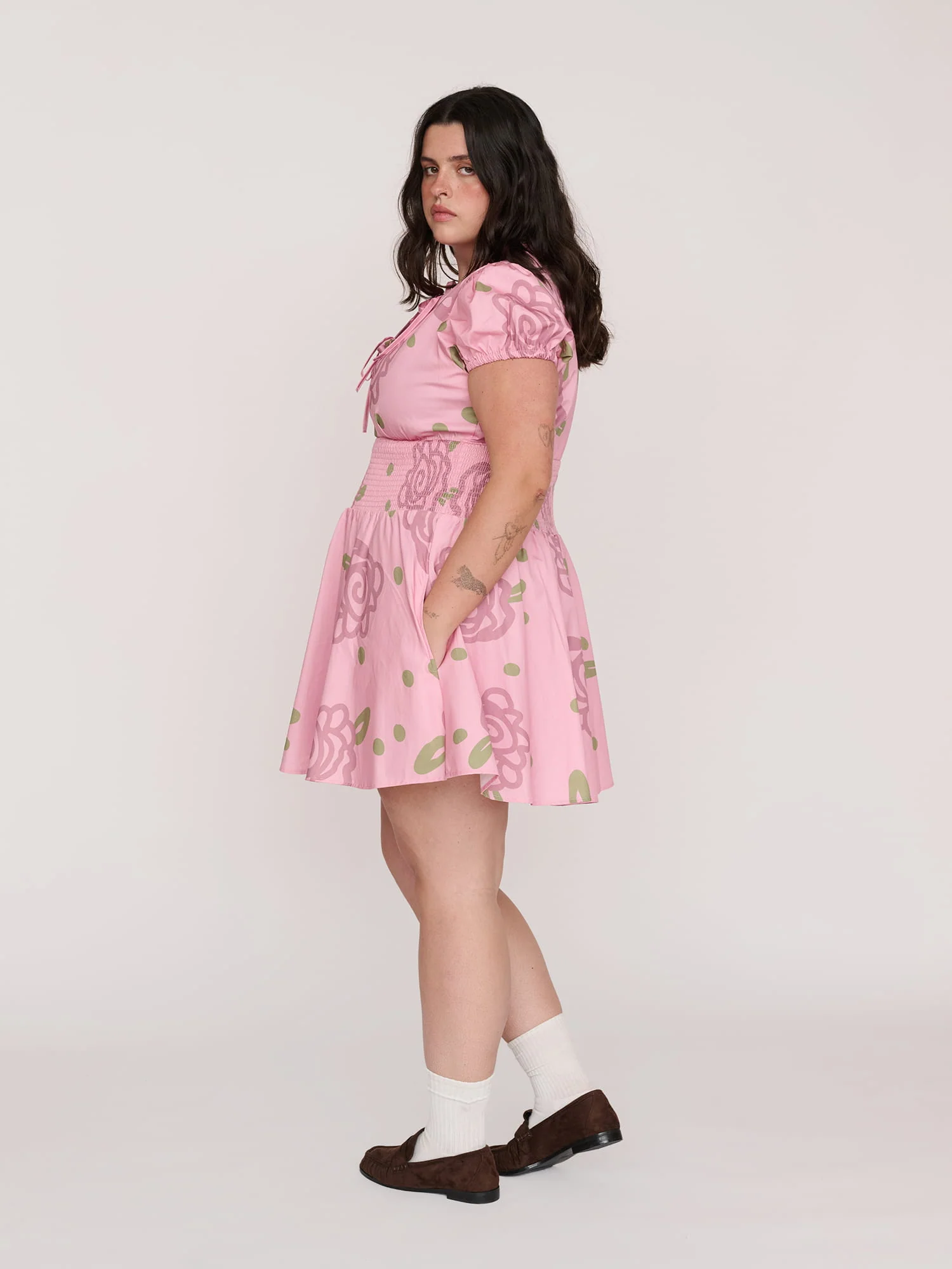 Shirred Floral Mini Dress - Image 8