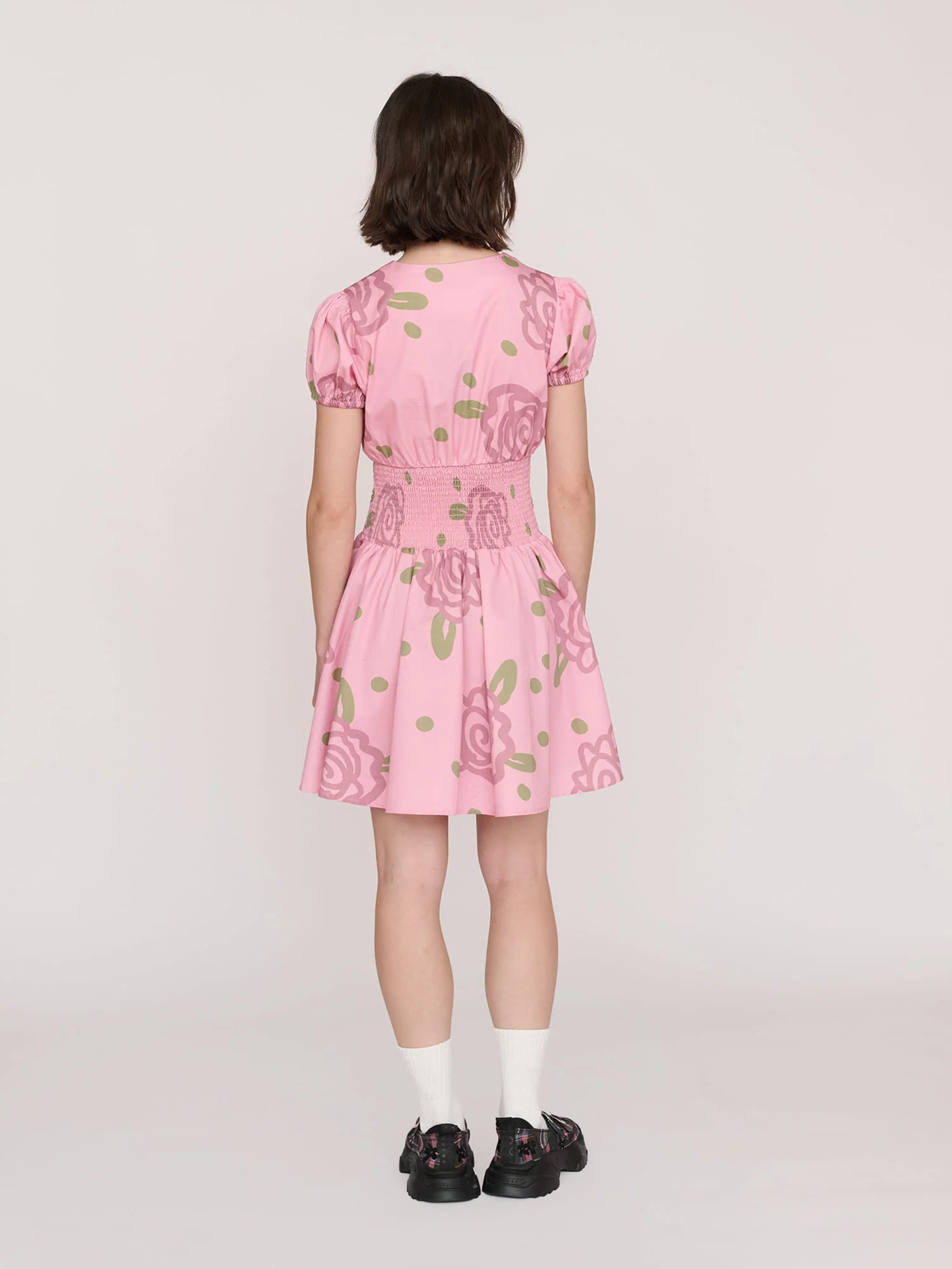 Shirred Floral Mini Dress - Image 9