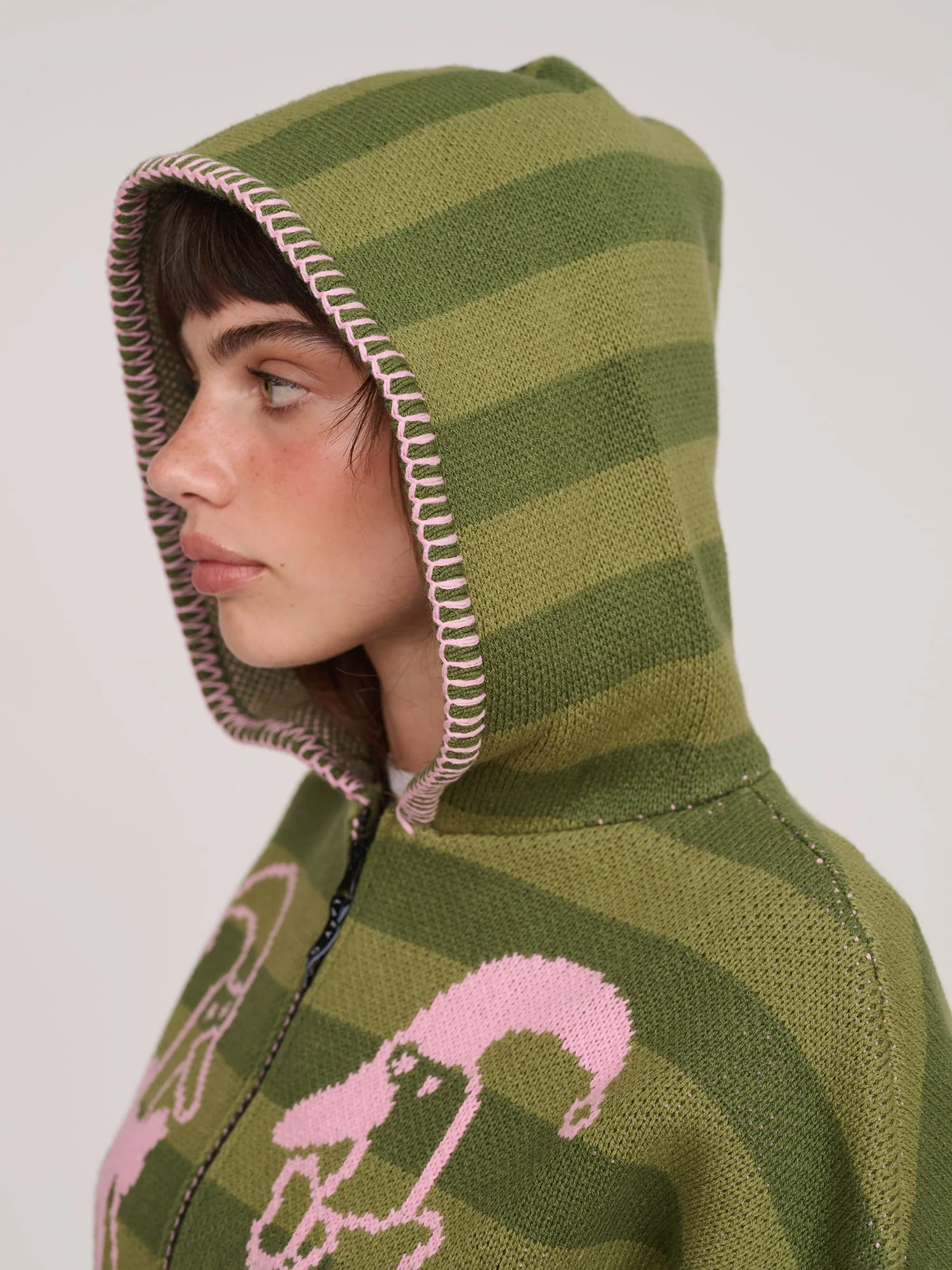 Silly Goose Zip Up Knit Hoodie - Image 3