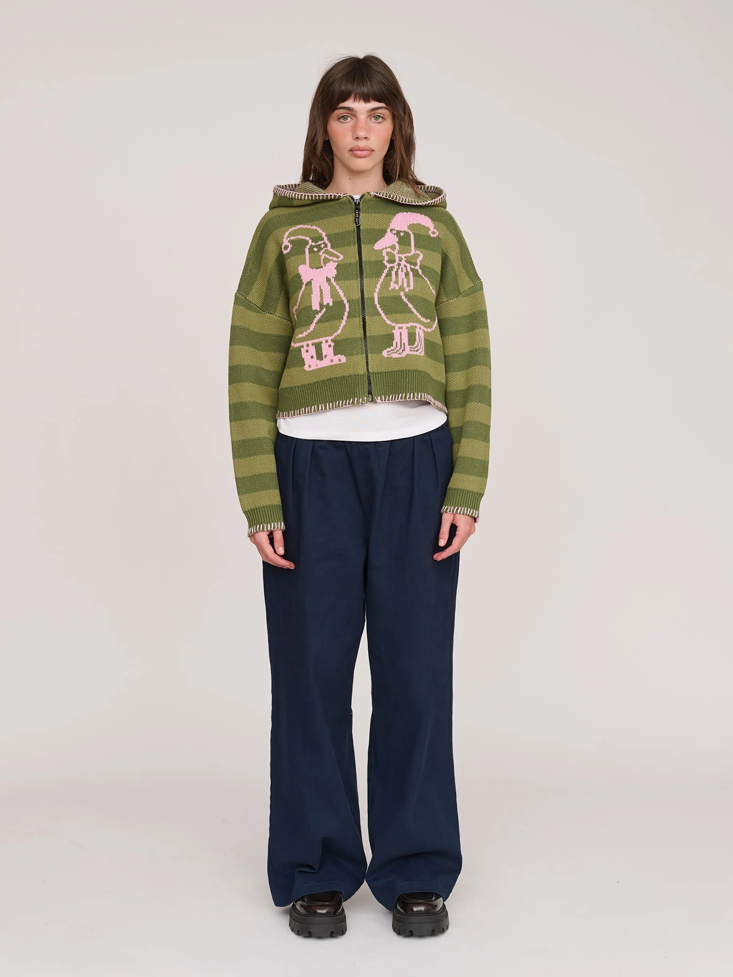 Silly Goose Zip Up Knit Hoodie - Image 5