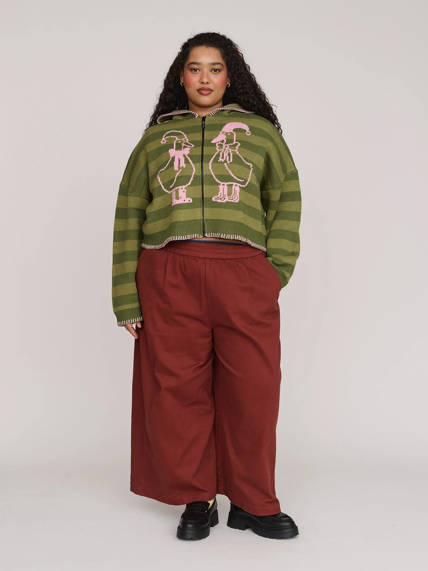Silly Goose Zip Up Knit Hoodie - Image 6