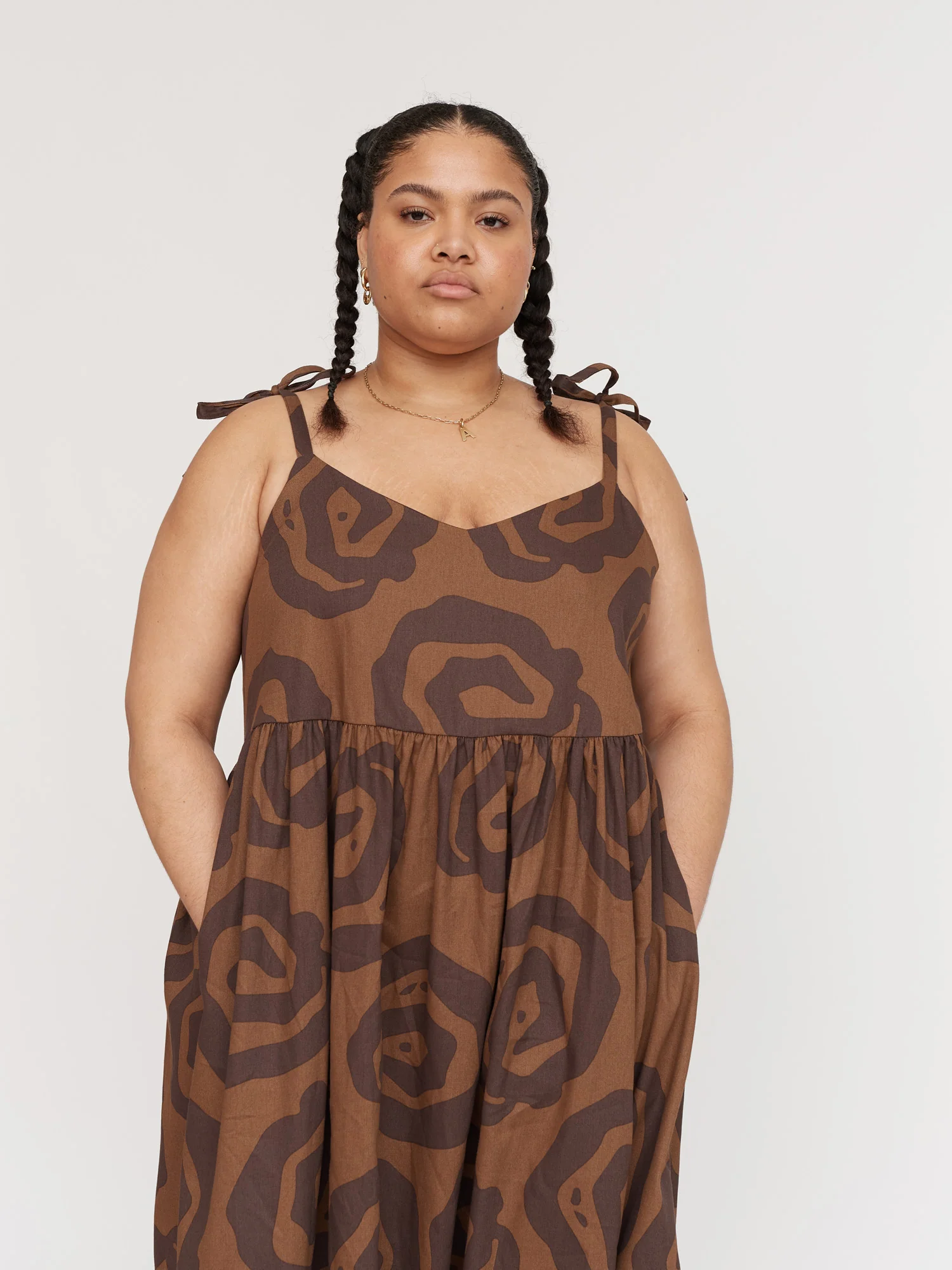Spiralling Tie Shoulder Dress - Image 4