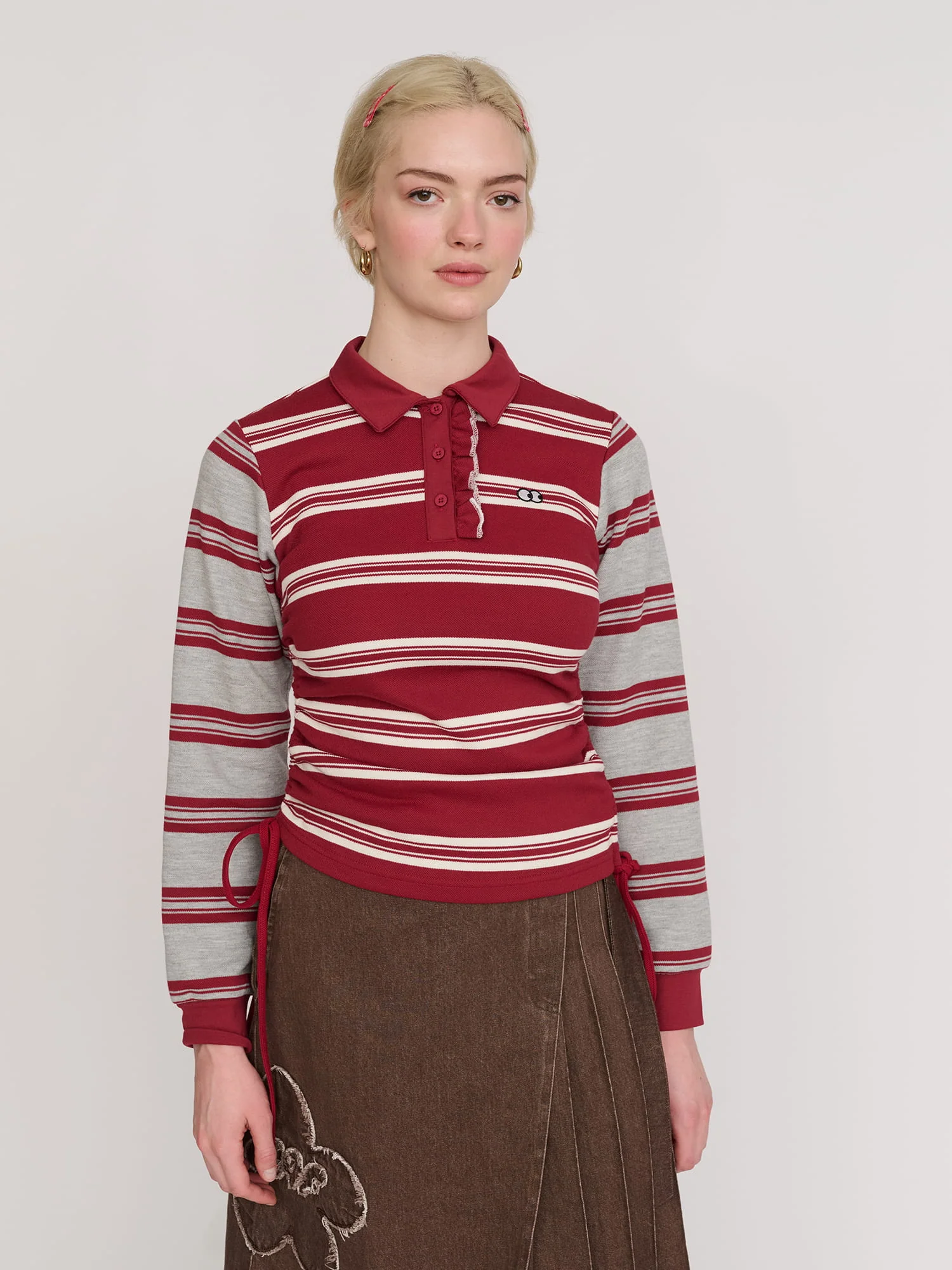 Stripe Rouched Rugby top - Image 4