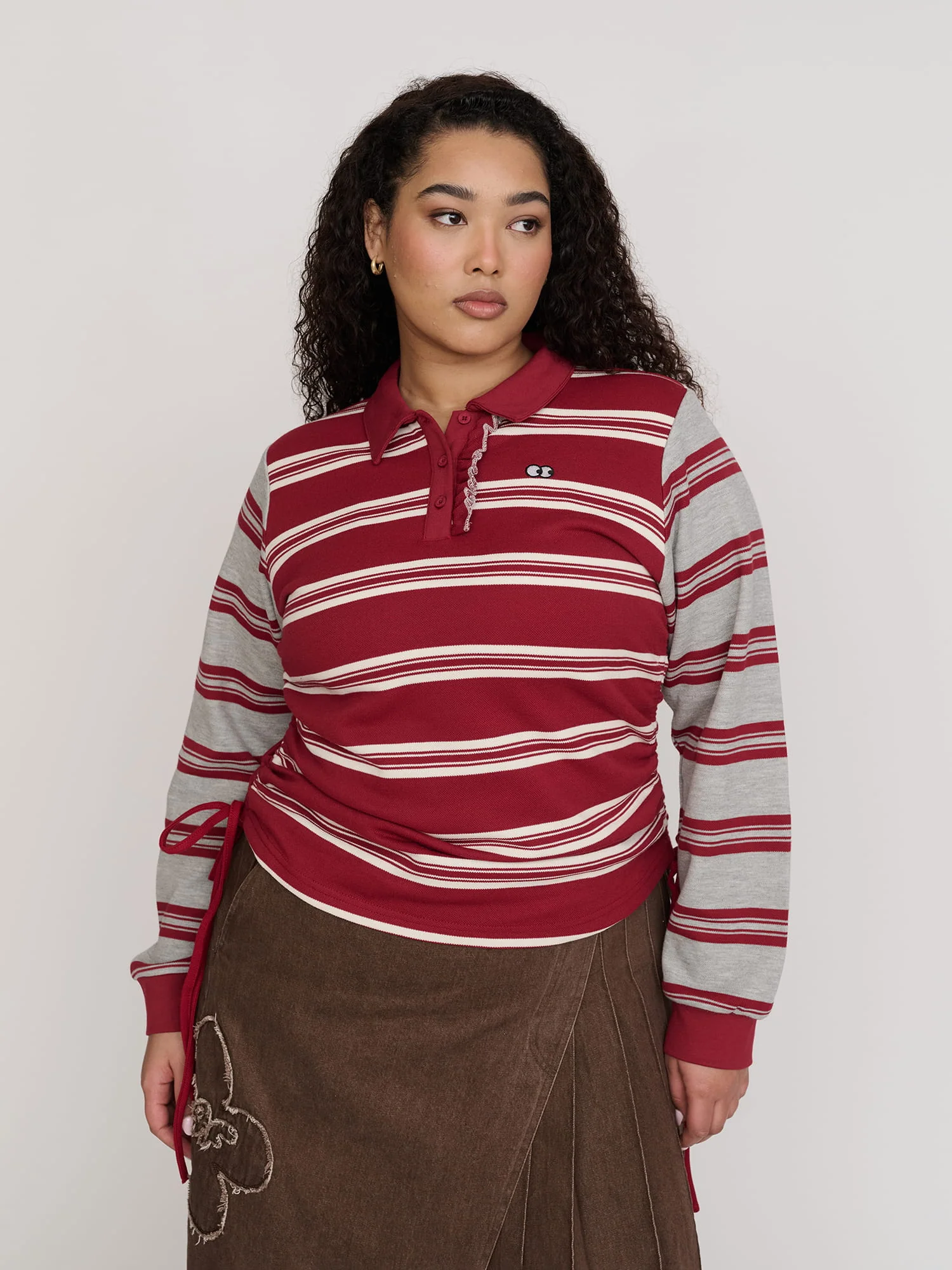 Stripe Rouched Rugby top - Image 8
