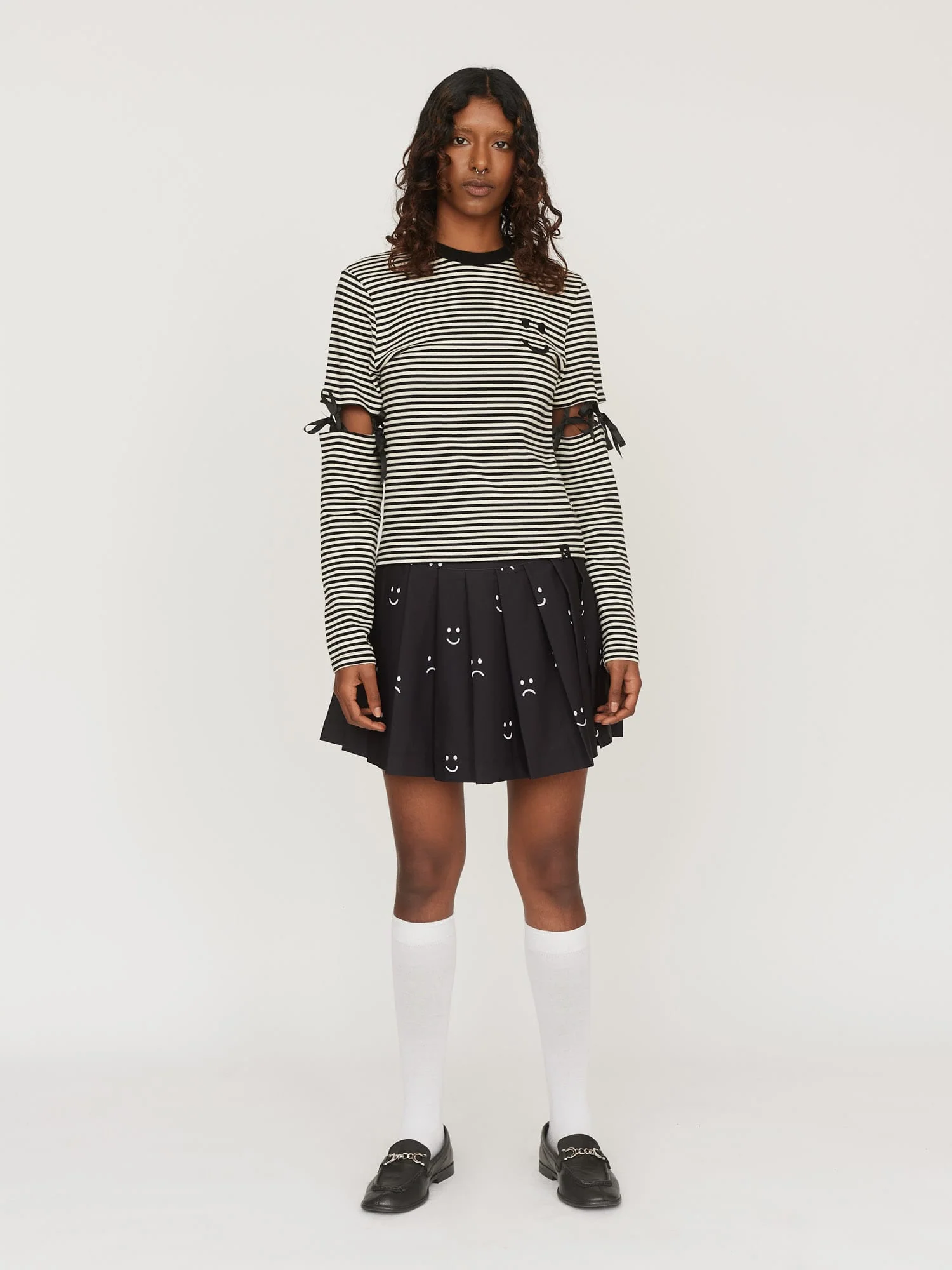 Stripy Tie Sleeve Top - Image 2