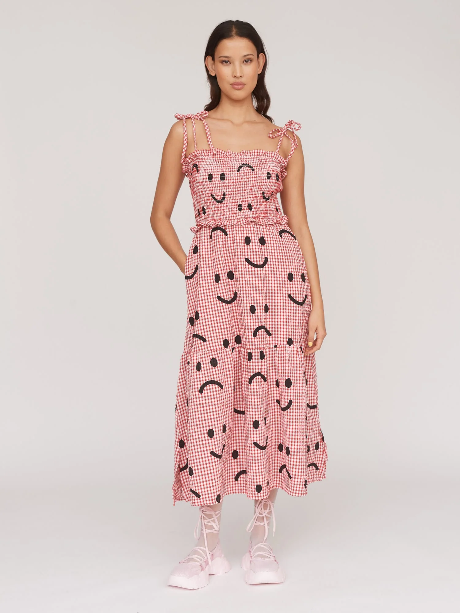 Textured Gingham Happy Sad Dress - Image 5