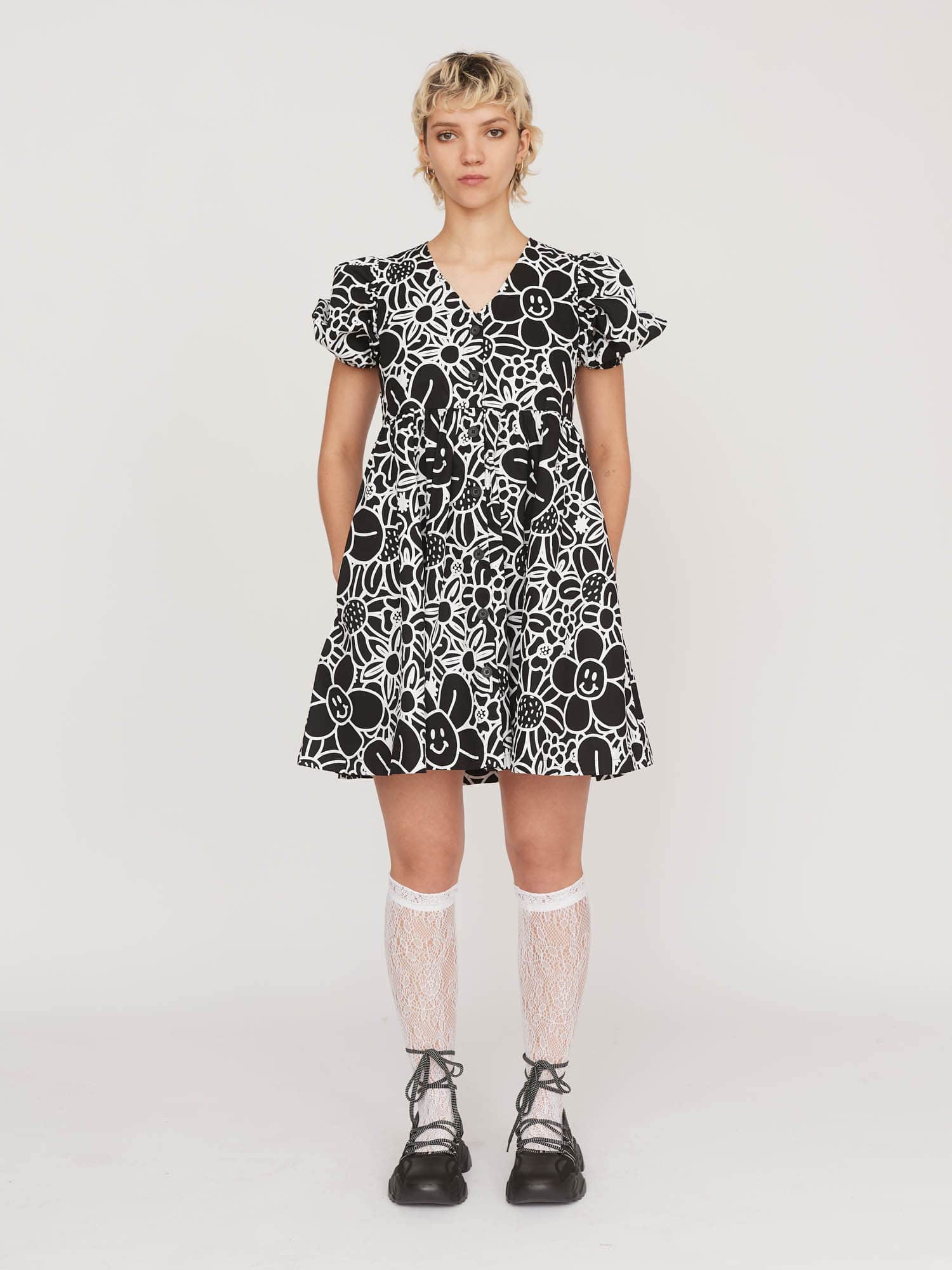 Thanks A Bunch Button Up Smock Dress