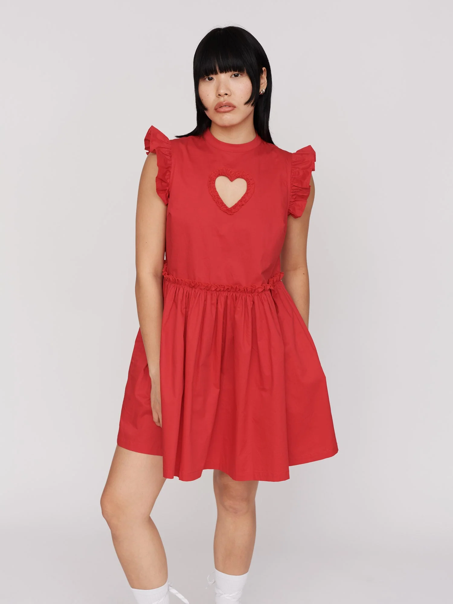 Red Cut Out  Heart Mini Dress