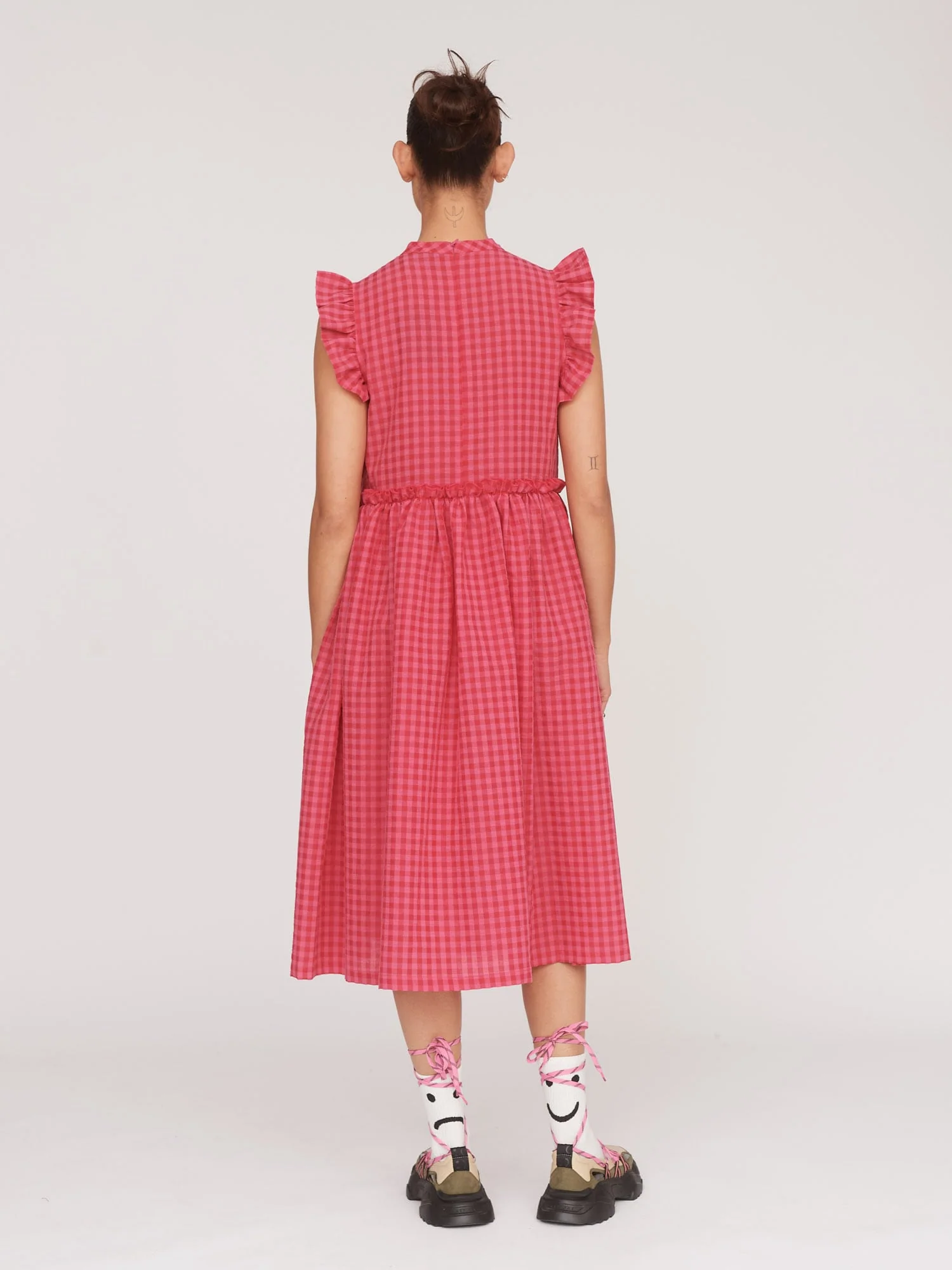 Cut Out Heart Gingham Smock Dress - Image 5