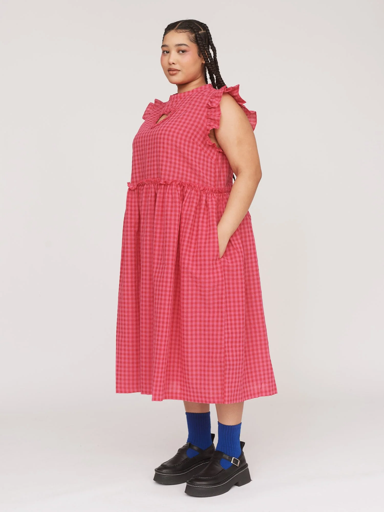 Cut Out Heart Gingham Smock Dress - Image 6