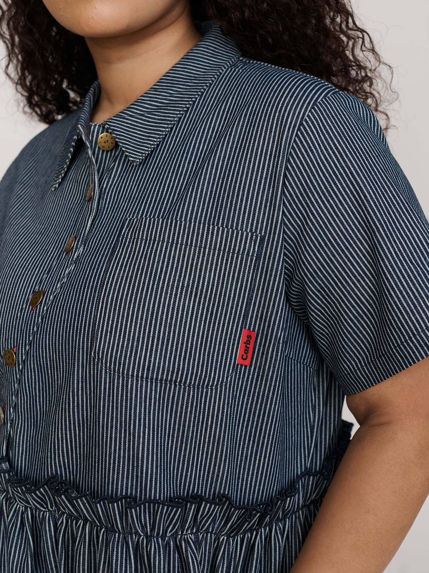 Wavy Pinstripe Midi Dress - Image 3