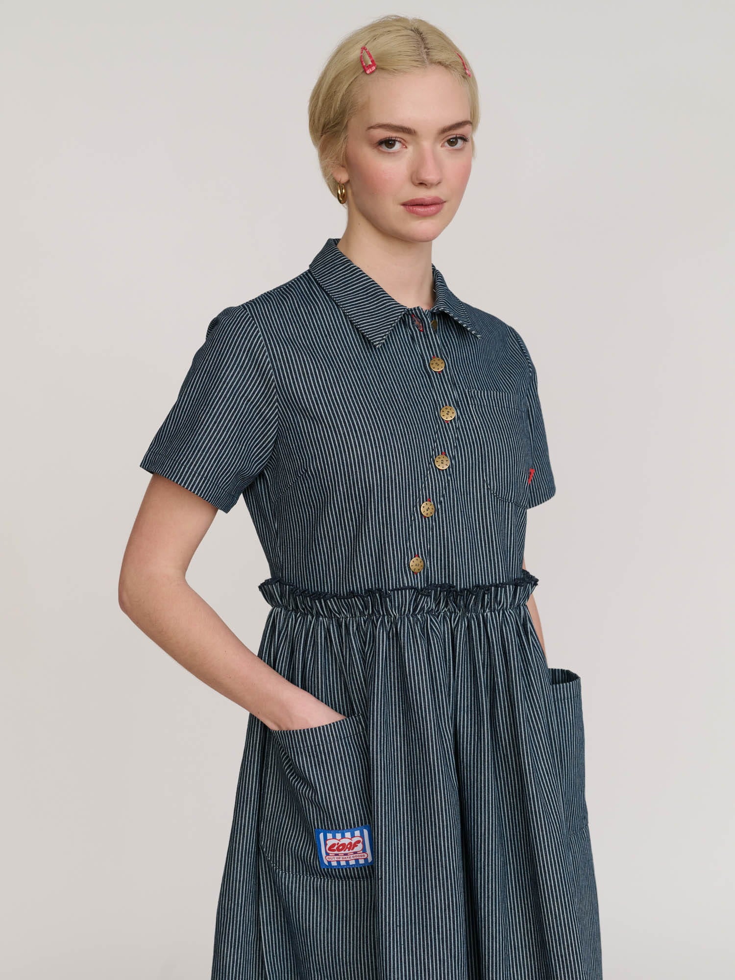 Wavy Pinstripe Midi Dress - Image 4