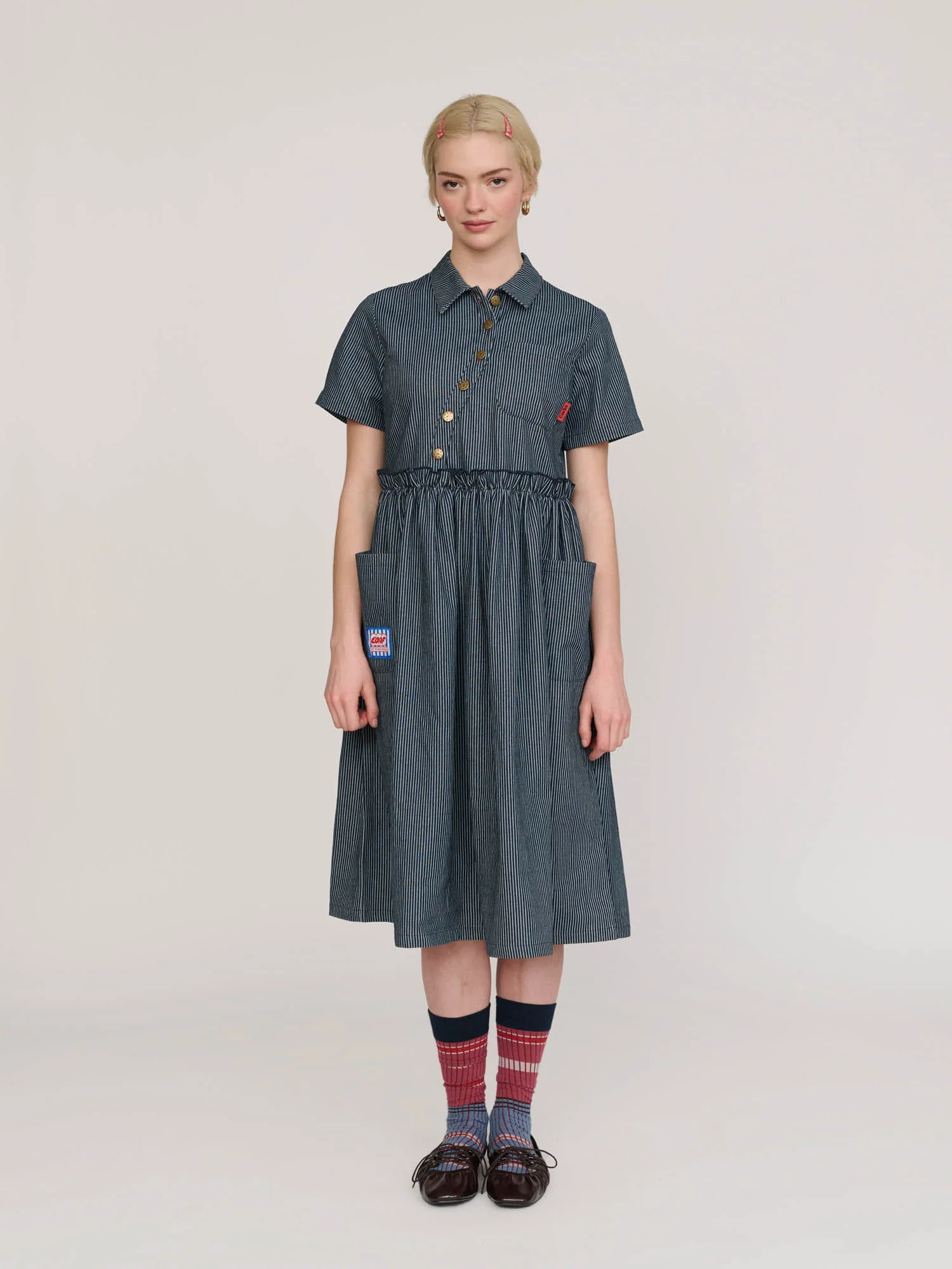 Wavy Pinstripe Midi Dress - Image 7