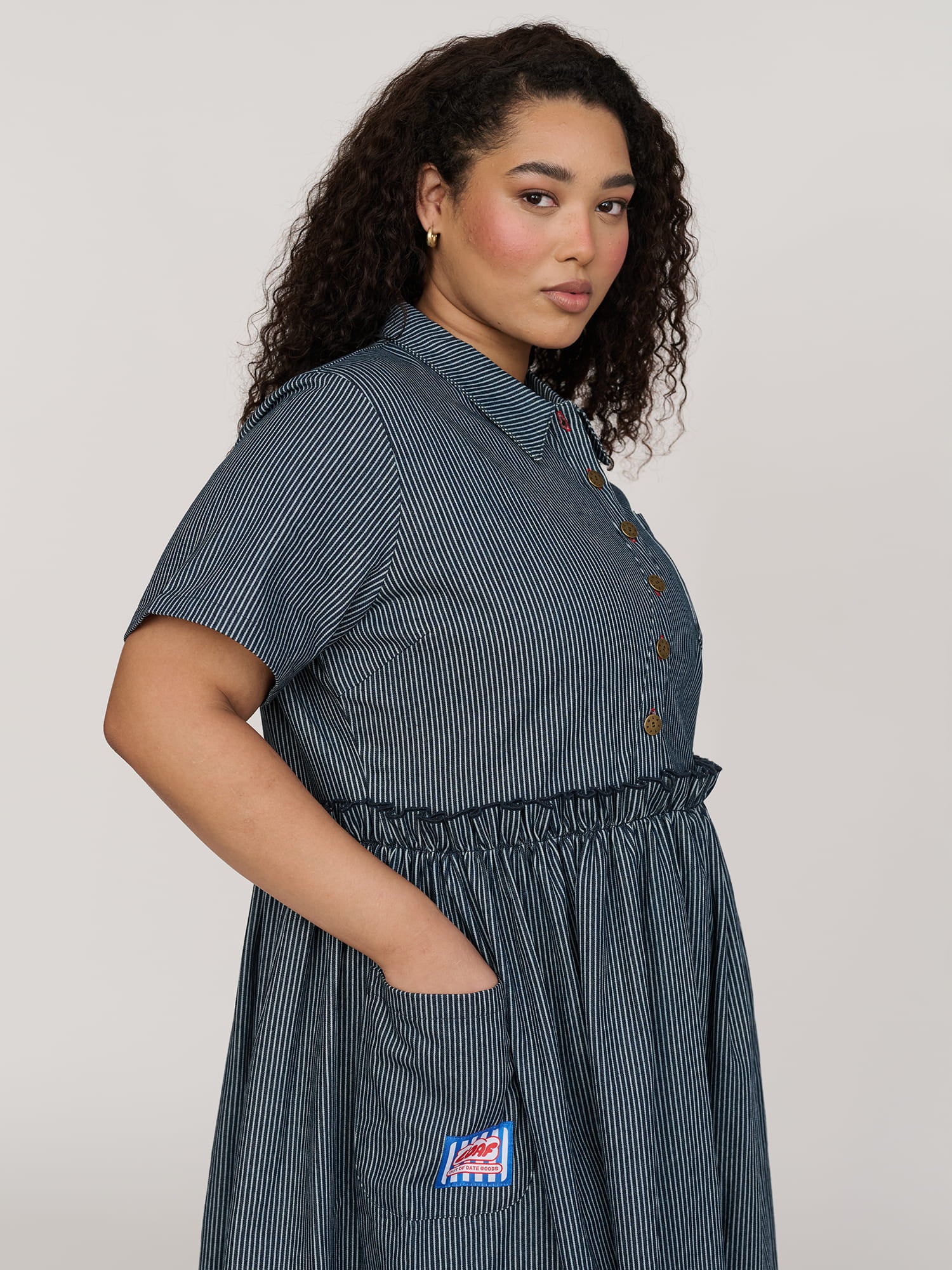 Wavy Pinstripe Midi Dress - Image 8