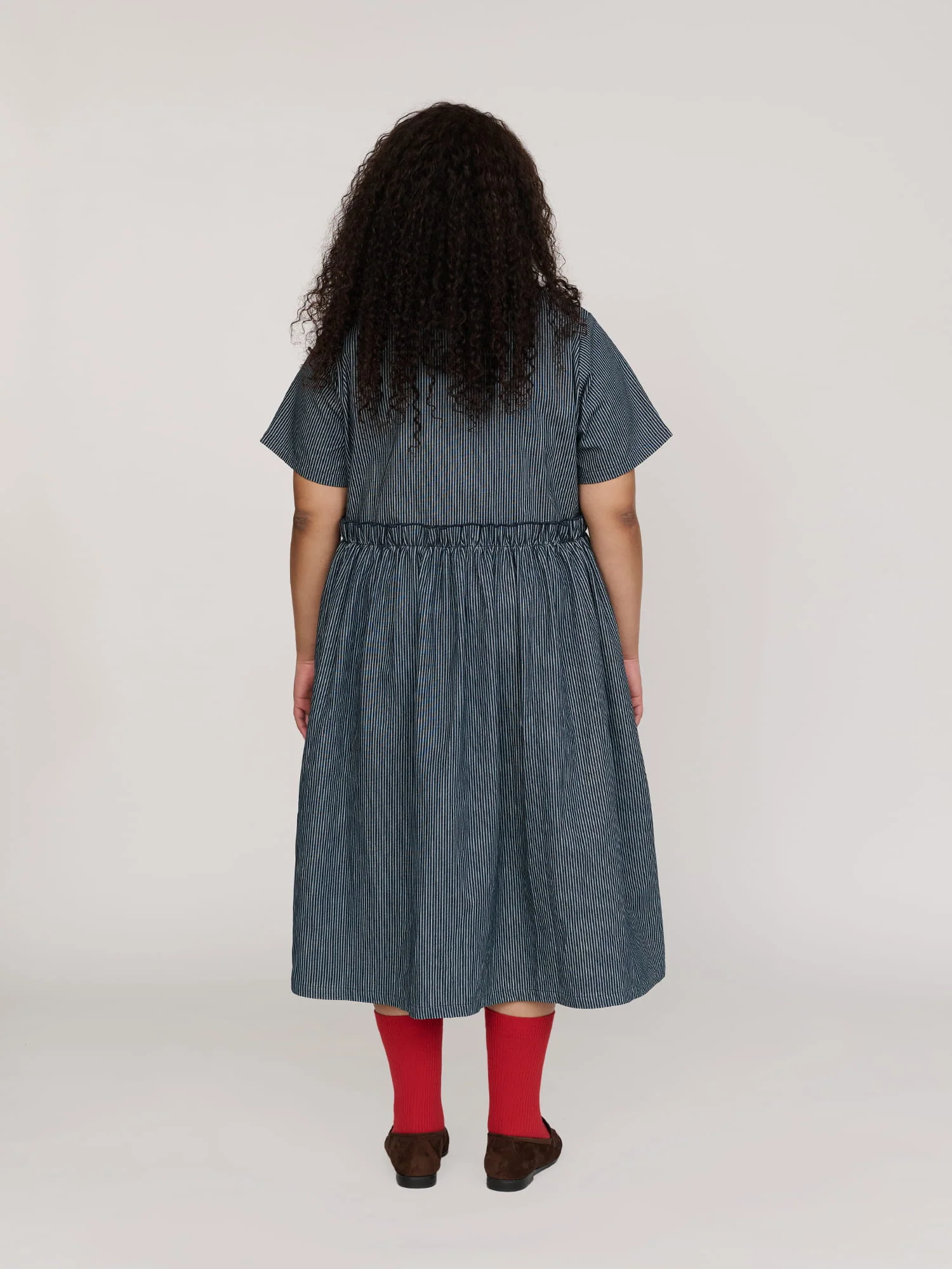 Wavy Pinstripe Midi Dress - Image 9